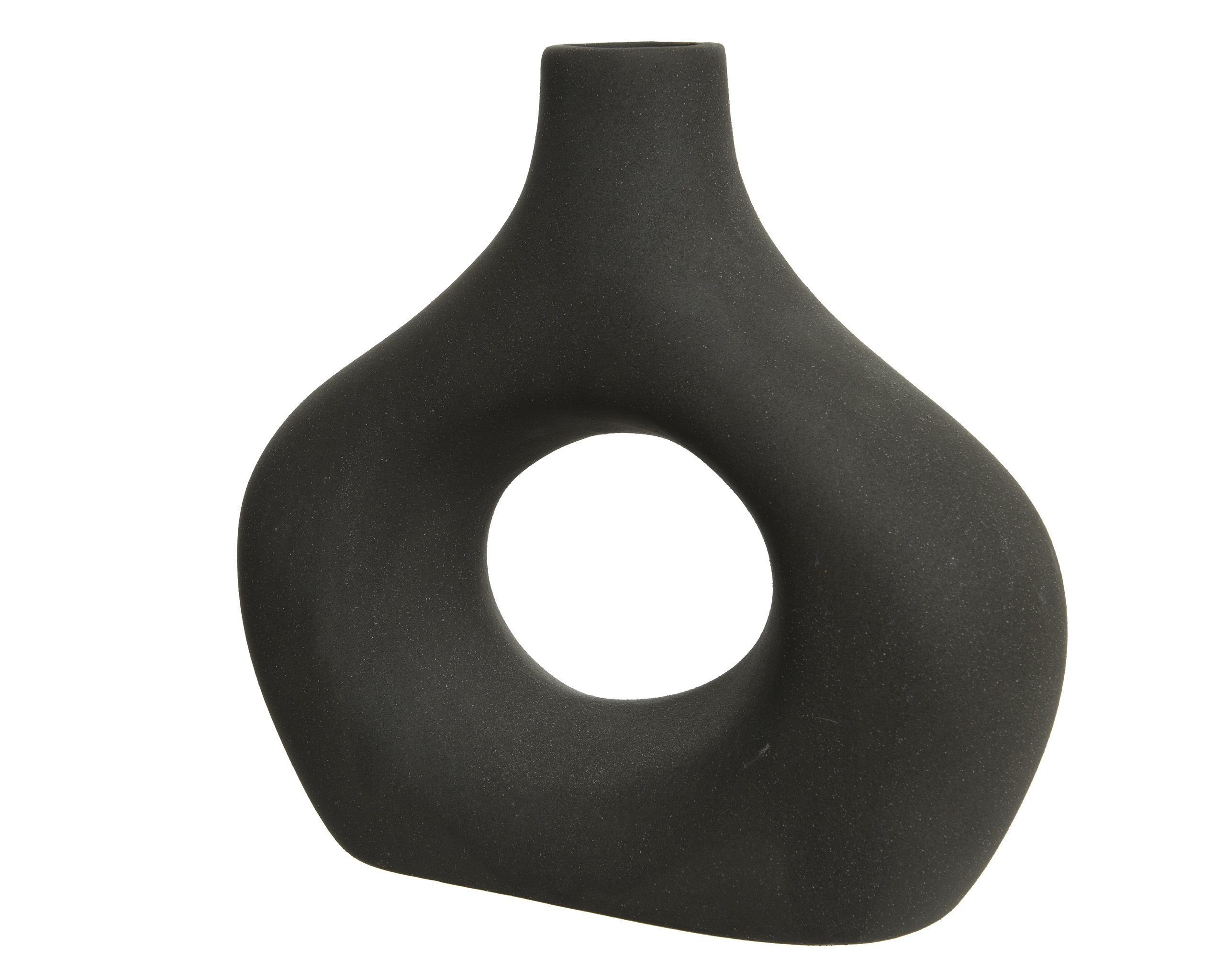 Decoris season decorations Dekovase, Donut Vase für Pampasgras Porzellan 18,5cm Schwarz Handgefertigt