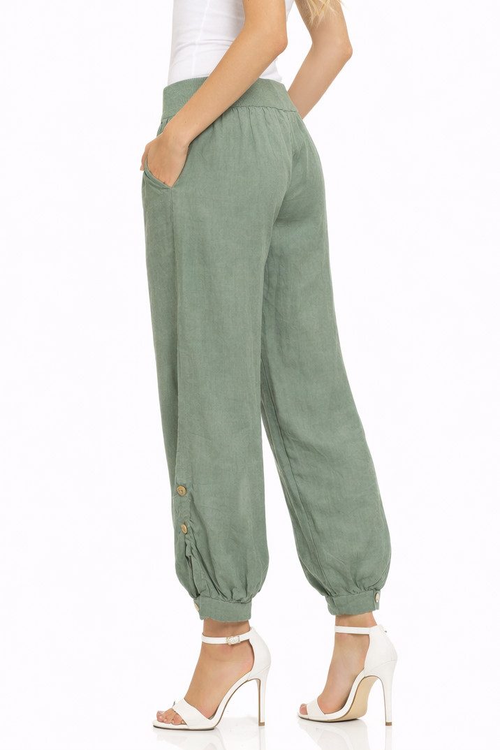 Mississhop Leinenhose 100 % Leinen Sommerhose, Haremshose mit Gummibund & K günstig online kaufen