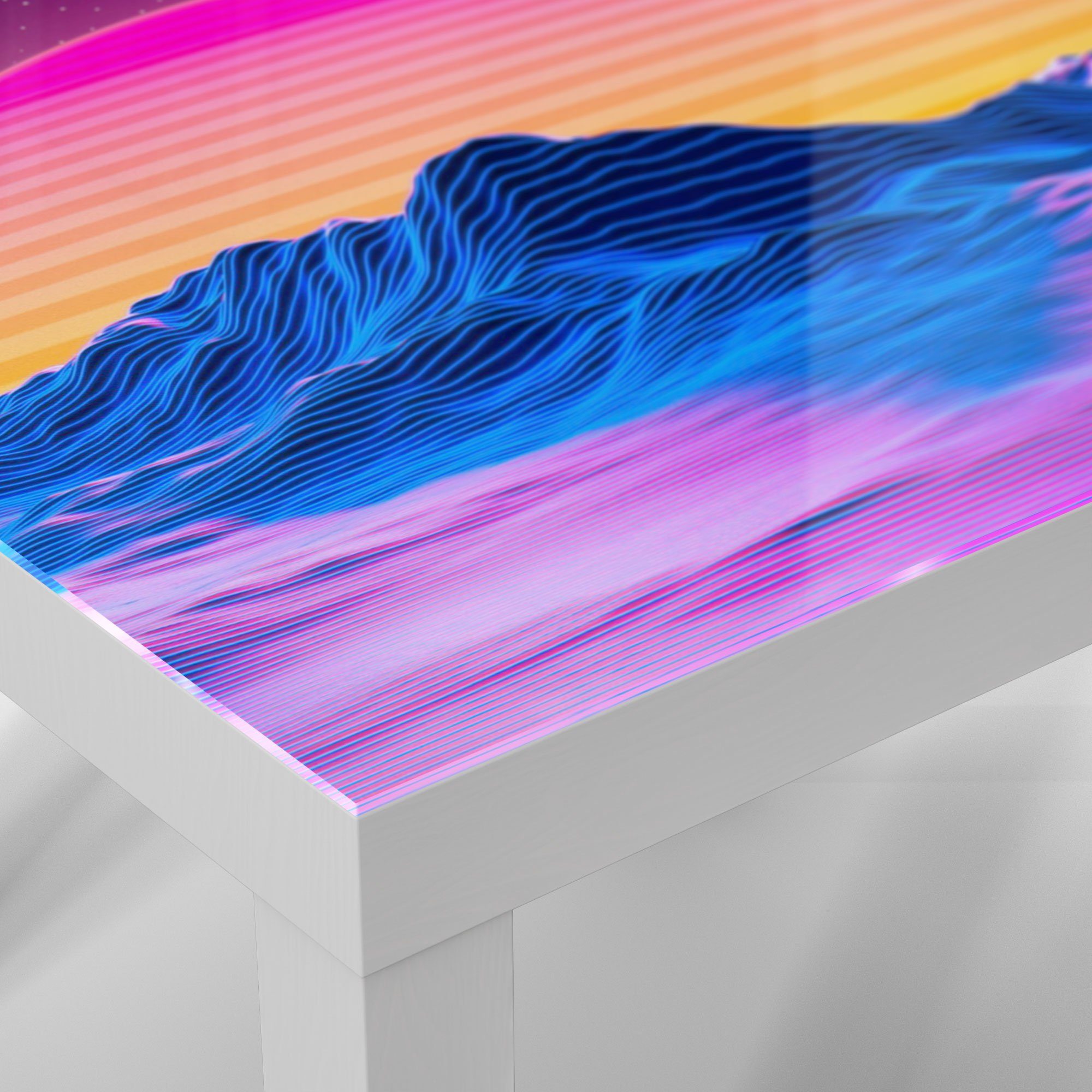 Glastisch modern Couchtisch Kunst', Beistelltisch digitale Weiß Glas 'Vaporwave DEQORI