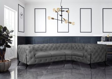 Leonique Chesterfield-Sofa Amaury L-Form, moderne Chersterfield-Optik, Breite 262 cm, Fußfarbe wählbar