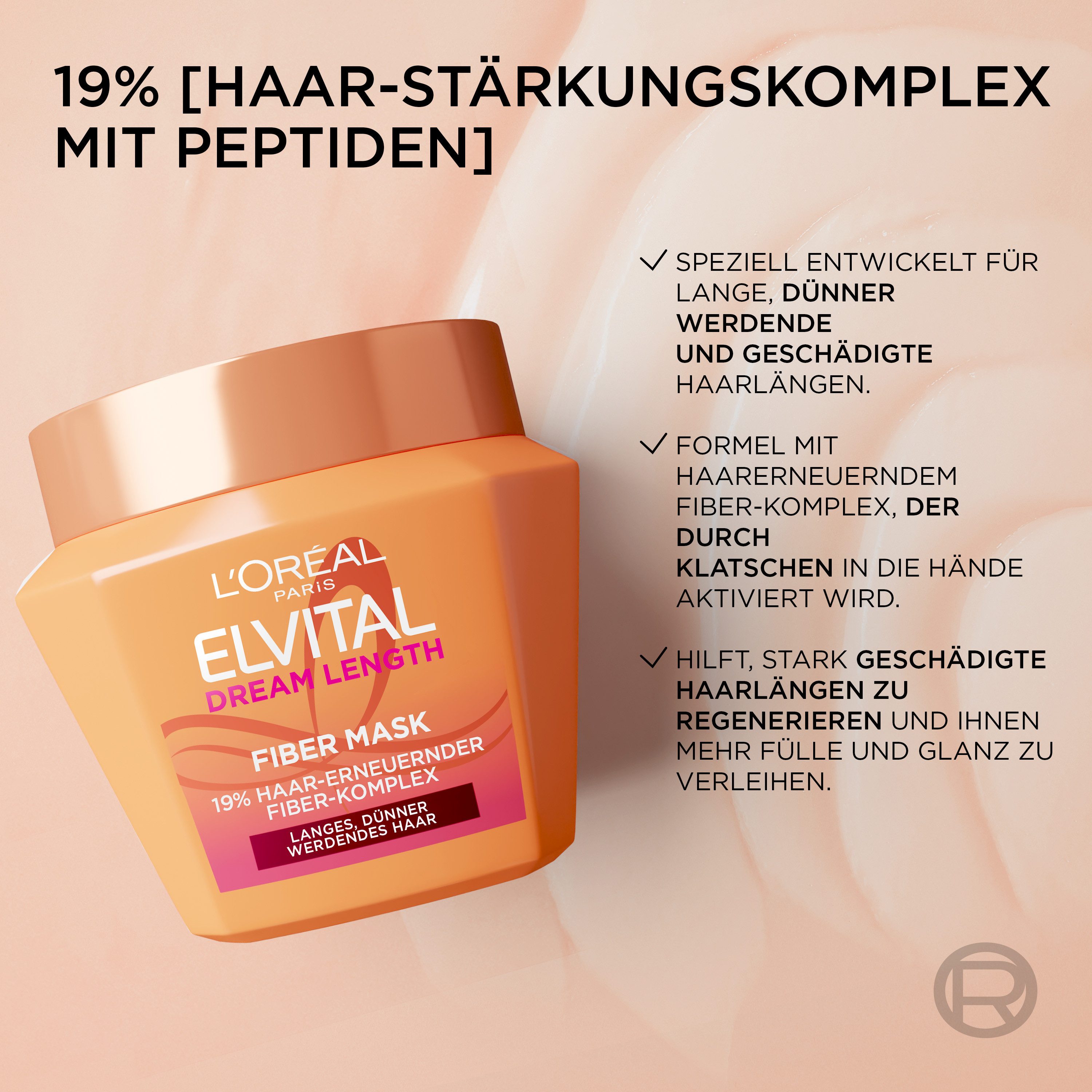 L'ORÉAL PARIS Haarmaske ELVITAL DREAM LENGTH FIBER MASK, für langes, dünner werdendes Haar