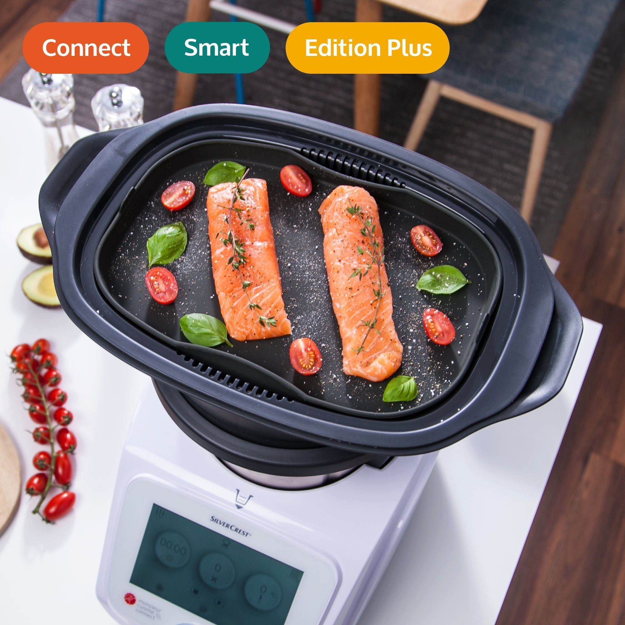 Mixcover Küchenmaschinen-Adapter mixcover Dampfgarform Silikonform Auflaufform Monsieur Cuisine Connect & Smart