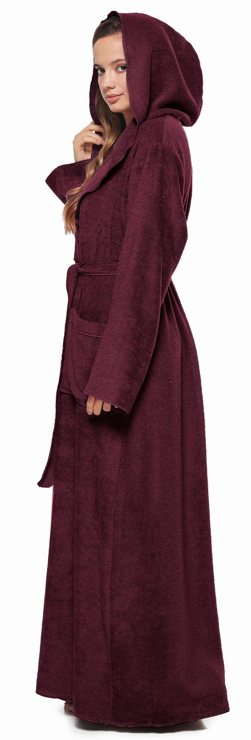 Arus Damenbademantel Angel, extra lang, mit Kapuze, ideal für Zuhause & Wel günstig online kaufen