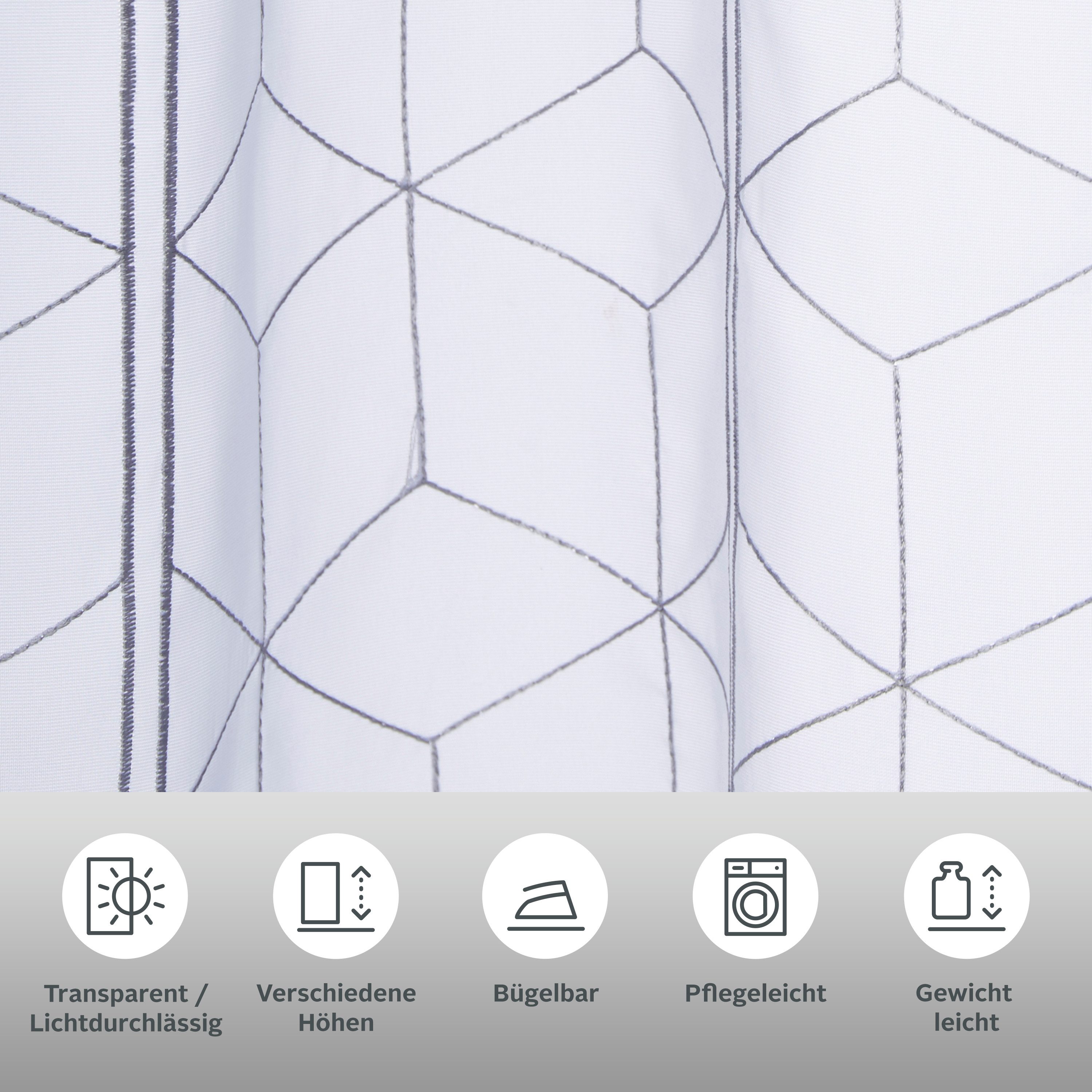 OTTO home Scheibengardine JULIA (1 St), Ösen, transparent, Voile, mit Stickerei