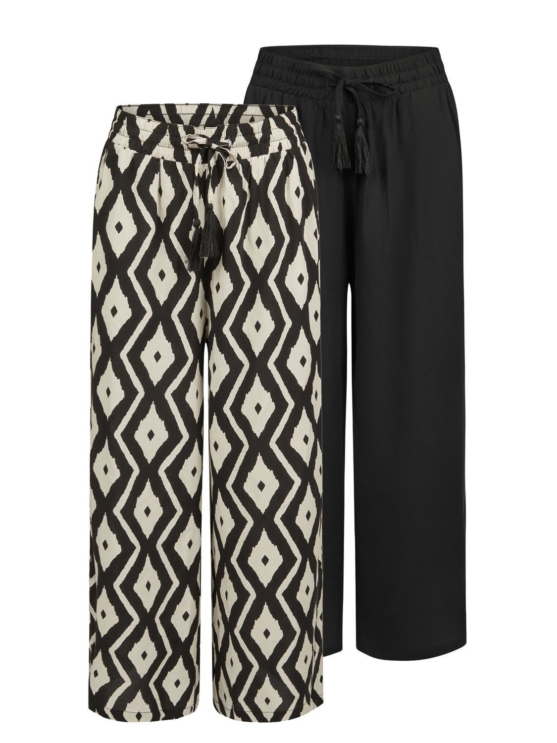 DENIMFY Chinohose Damen Palazzo Hose DFKate Loose Fit (Vorteilspack) Sommerhose mit Taschen