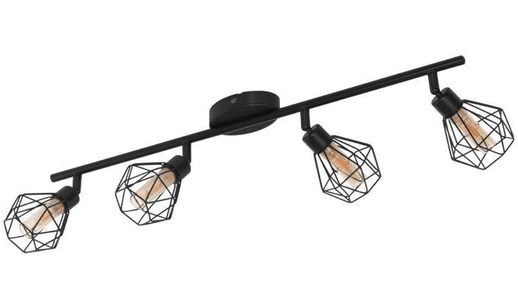 EGLO Deckenspot ZAPATA 1, LED wechselbar, Deckenleuchte, Deckenspot aus Stahl, Schwarz, Glas: amber, Fassung: G9