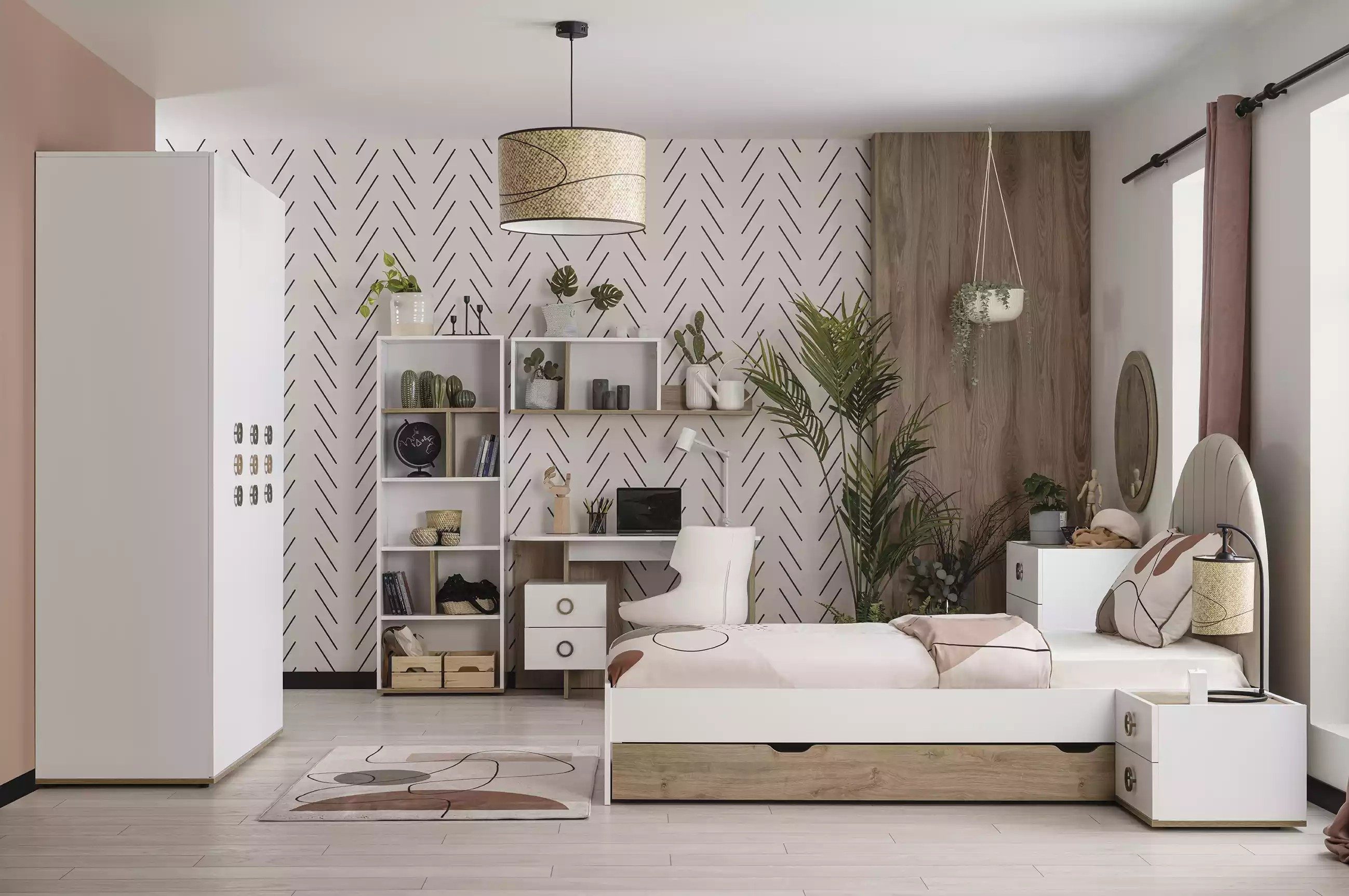 Jugendzimmer-Set Holz-Kinderbett in Weiß für das Jugendzimmer