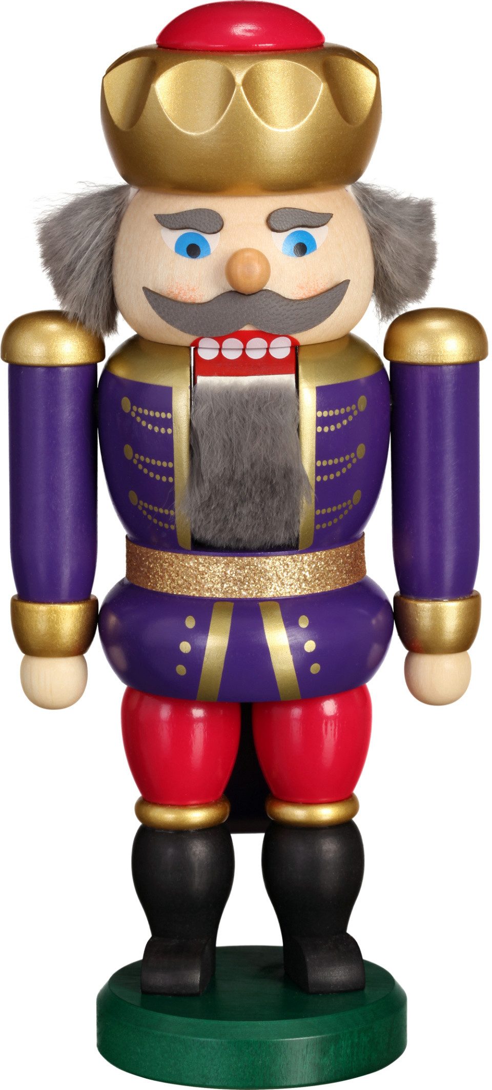 Seiffener Volkskunst Nussknacker Exklusiv Nussknacker König indigo-himbeer der Seiffener Volkskunst eG, Handarbeit aus dem Erzgebirge