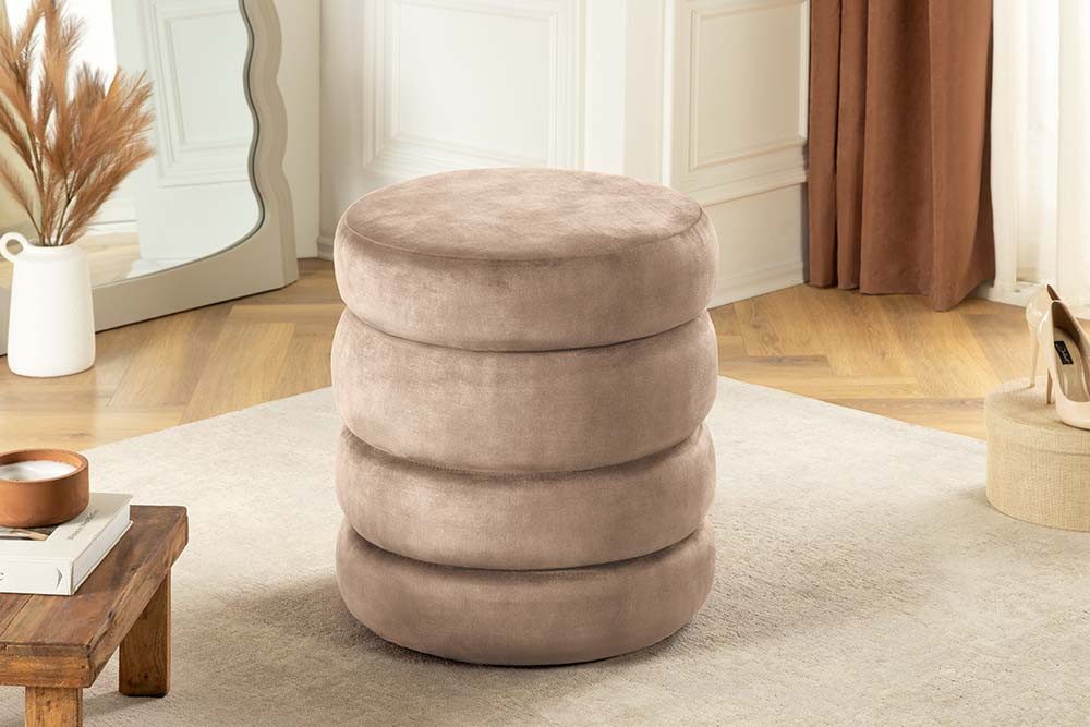 riess-ambiente Polsterhocker VOGUE 40cm champagner/greige - Samt, mit Stauraum, gepolstert, rund (Einzelartikel, 1 St), Eleganter Sitzhocker - ideal f. Ankleide, Flur, Wohnzimmer & Garderobe