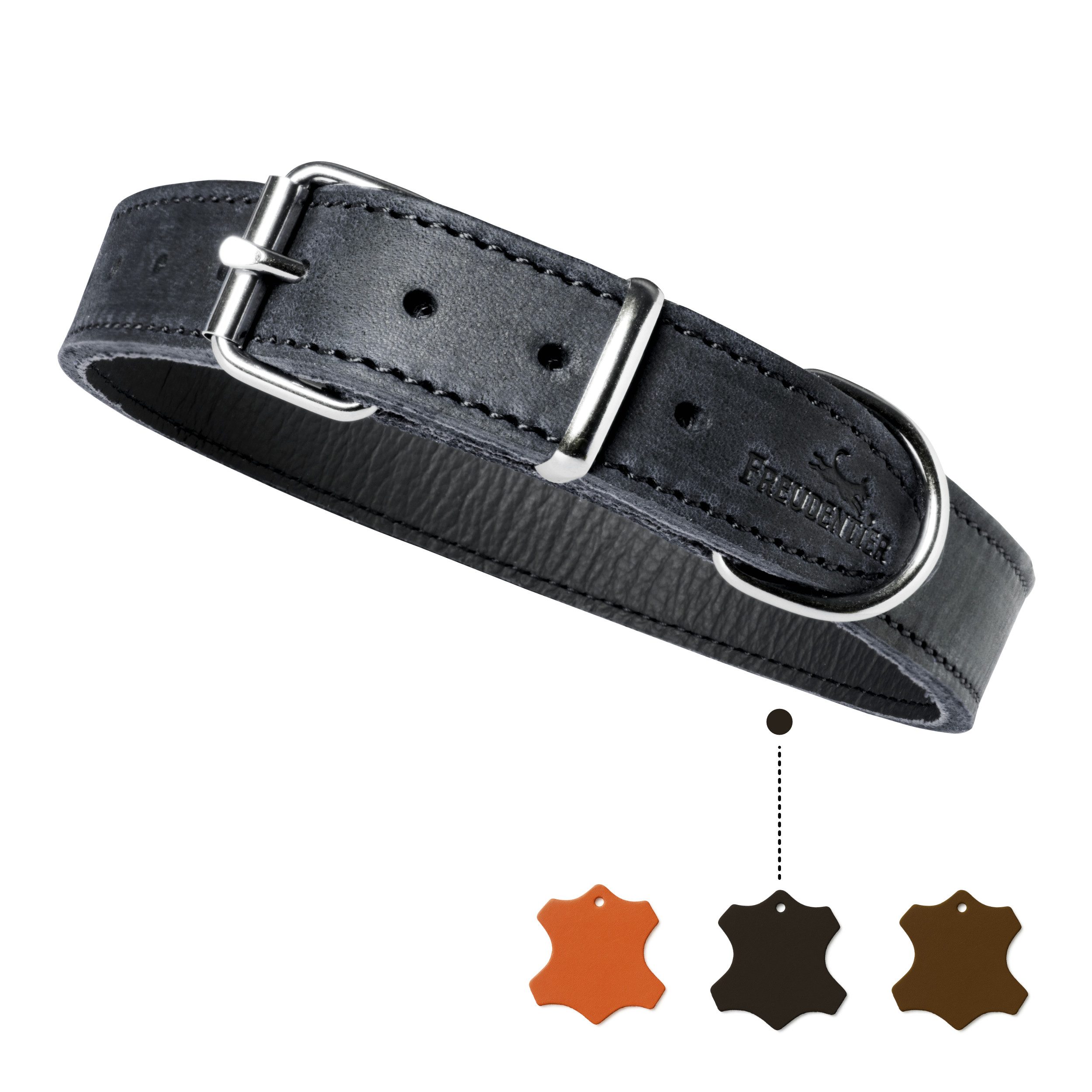 Freudentier Hunde-Halsband Hundehalsband Leder, Alsterufer Kollektion, Komfortabel & langlebig