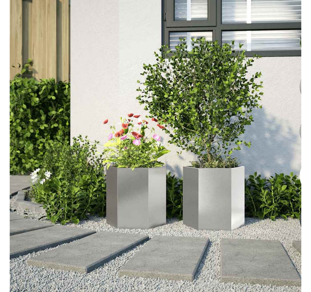 Thumbnail - vidaXL Blumentopf Garten-Pflanzgefäße 2 Stk.Sechseckig 46x40x45 cm Edelstahl (2 St)