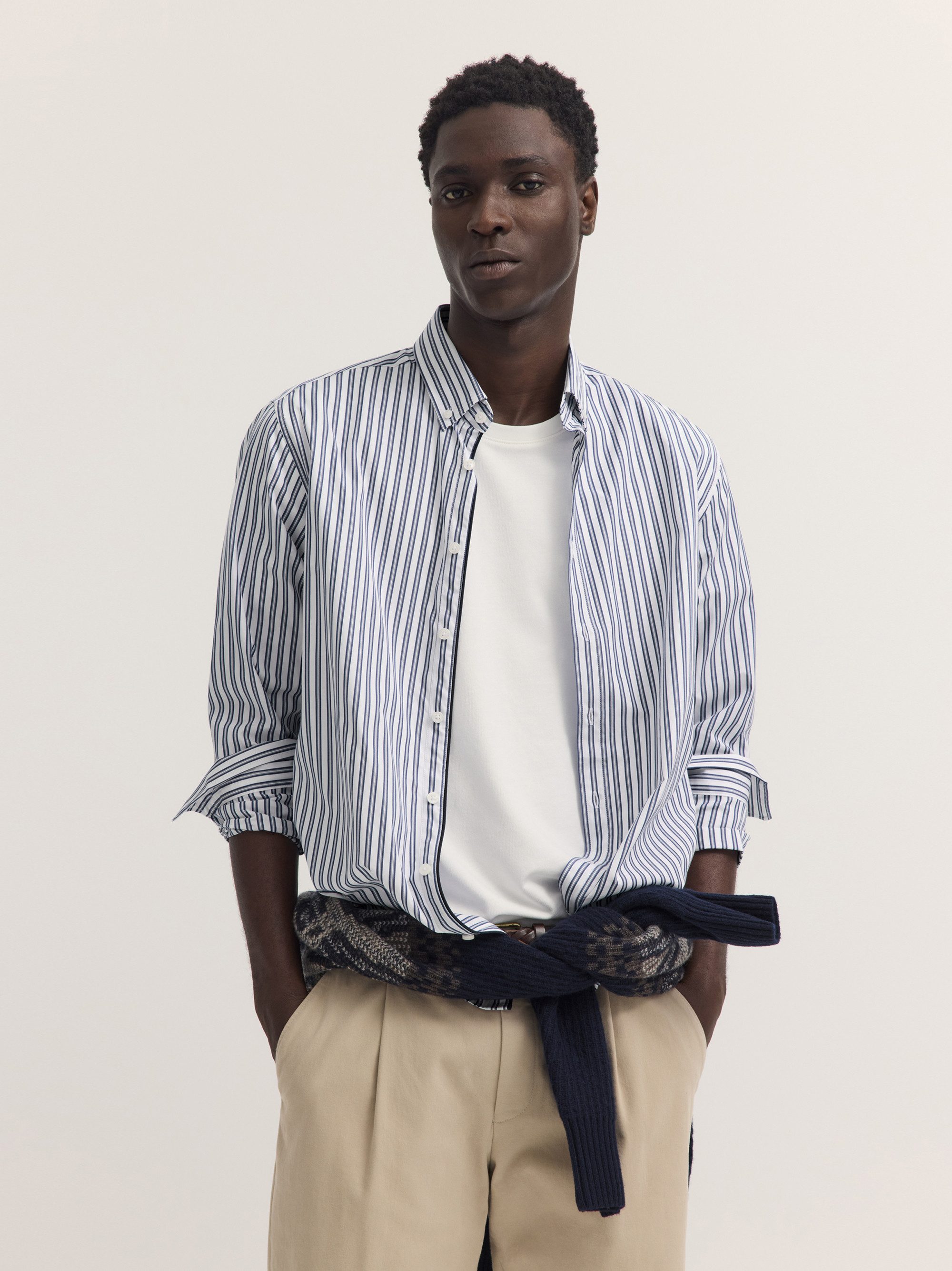 bugatti Langarmhemd Modern Fit Modern Fit Baumwolle Gestreift Under Button-Down