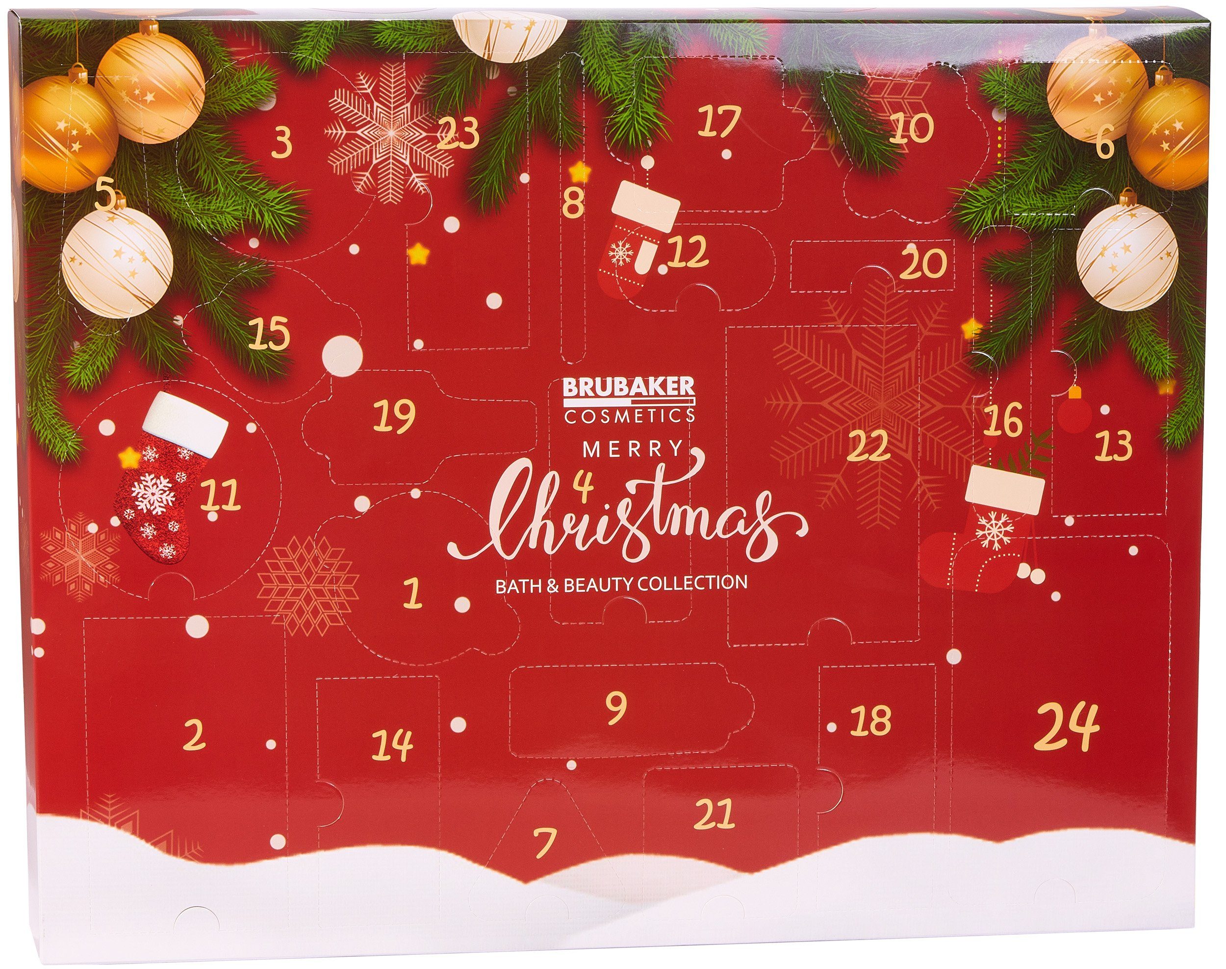 BRUBAKER Adventskalender XXL Beauty Adventskalender 2025 - Rot - 24 x Körperpflege & Spa (24-tlg), Wellness Weihnachtskalender für Frauen und Mädchen