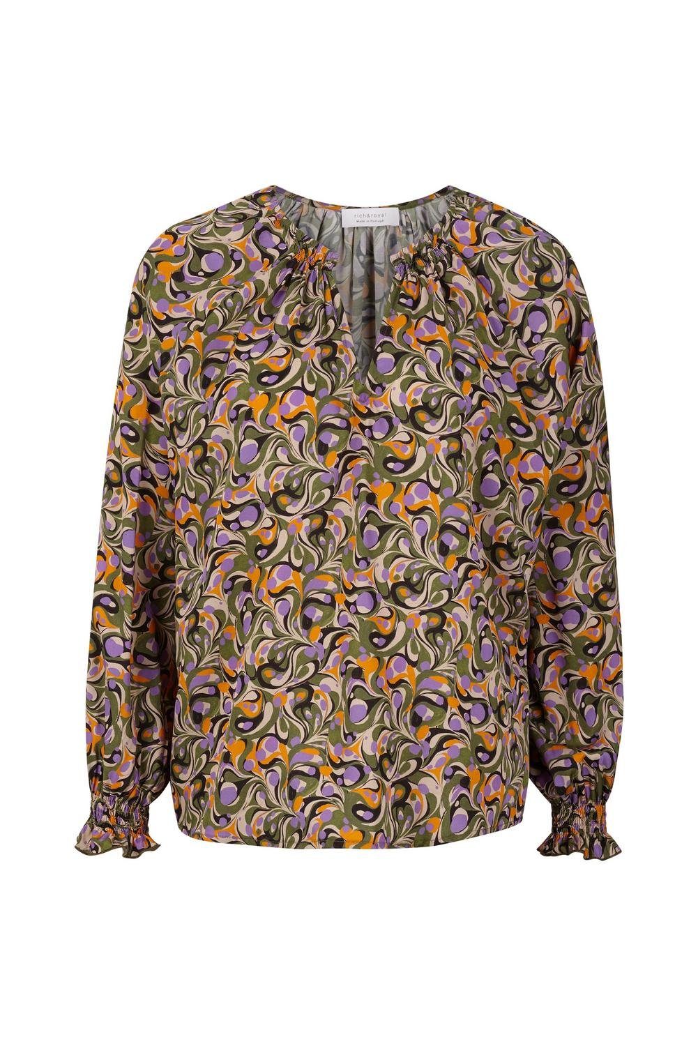 comma Blusentop printed blouse with V-neck ecovero
