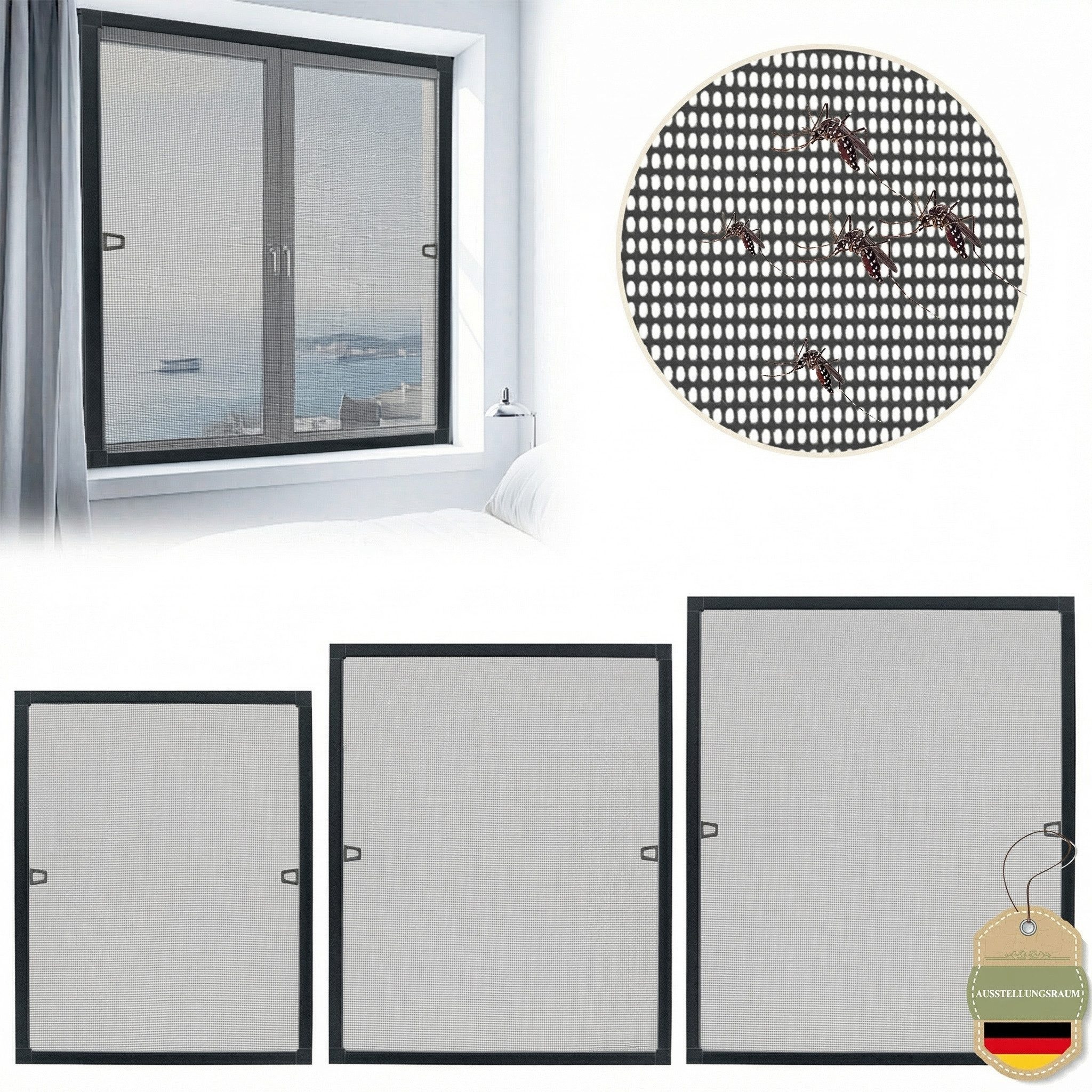 Huracan Insektenschutz-Fensterrahmen Fliegengitter Fenster Insektenschutz mit Aluminium Rahmen, (Mückengitter Fliegenschutz Spannrahmen ohne Bohren und Schrauben, Größen 80×100, 100×120 & 120×140cm verfügbar), für Schlafzimmer Büro Küche
