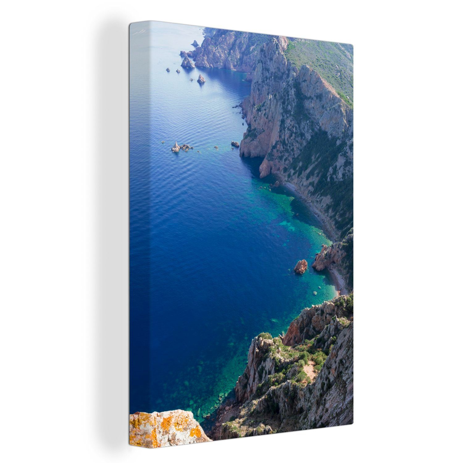 OneMillionCanvasses® Leinwandbild Luftaufnahme einer felsigen Küste in Frankreich, (1 St), Leinwandbild fertig bespannt inkl. Zackenaufhänger, Gemälde, 20x30 cm