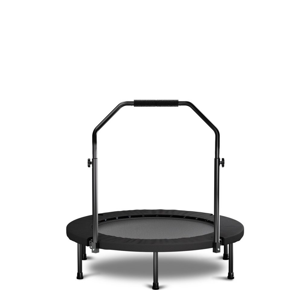 BBWL Fitnesstrampolin 101cm mit Griff höhenverstellbar Stahlrahmen Indoor Rebounder stabil, Ø 101 cm, Fitness Trampolin klappbar für Home Workout