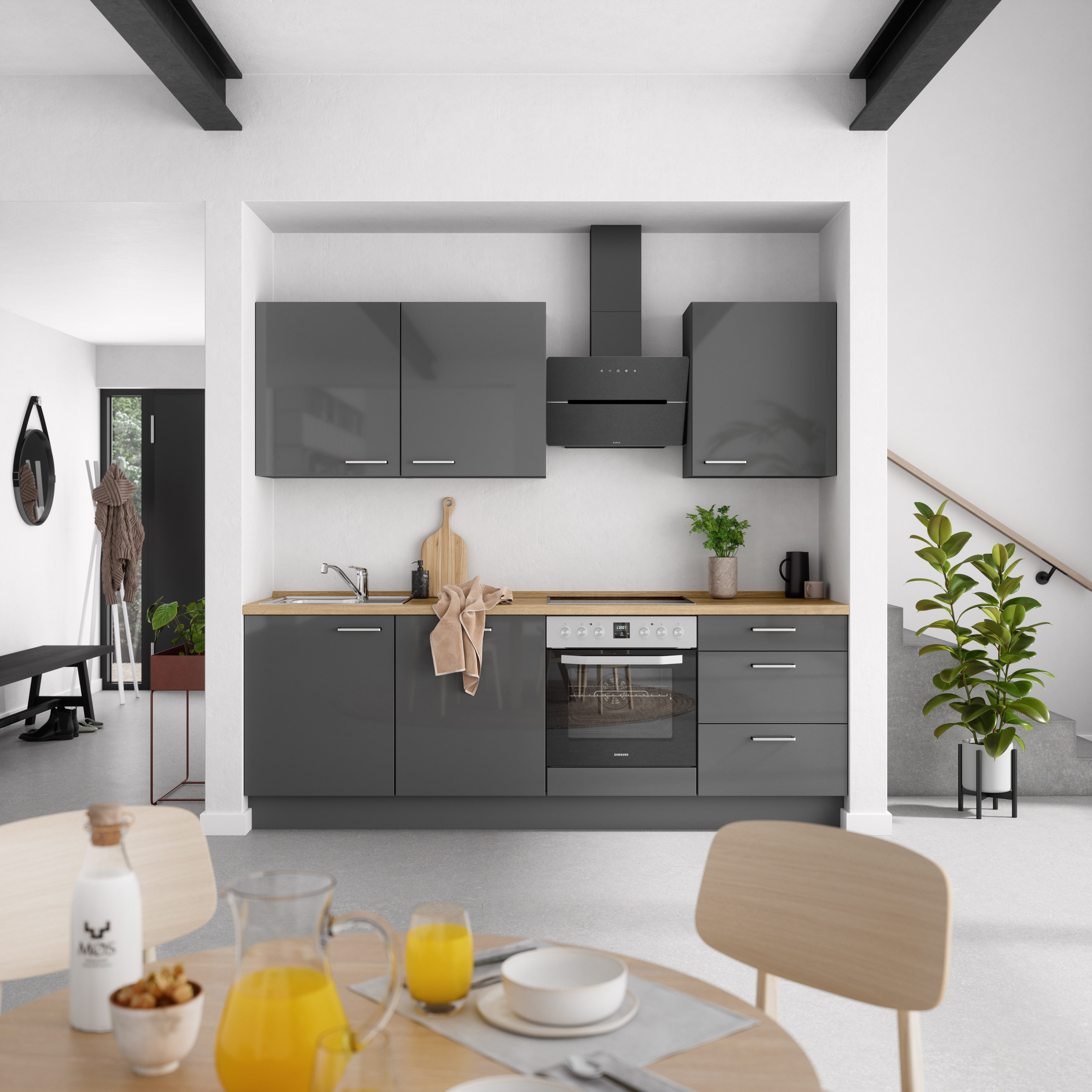 nobilia® Küchenzeile "Flash II", NEU: individuell anpassbar mit gratis Profi-Beratung, vormontiert, Breite 240 cm, Ausrichtung wählbar, wahlw. mit E-Geräten