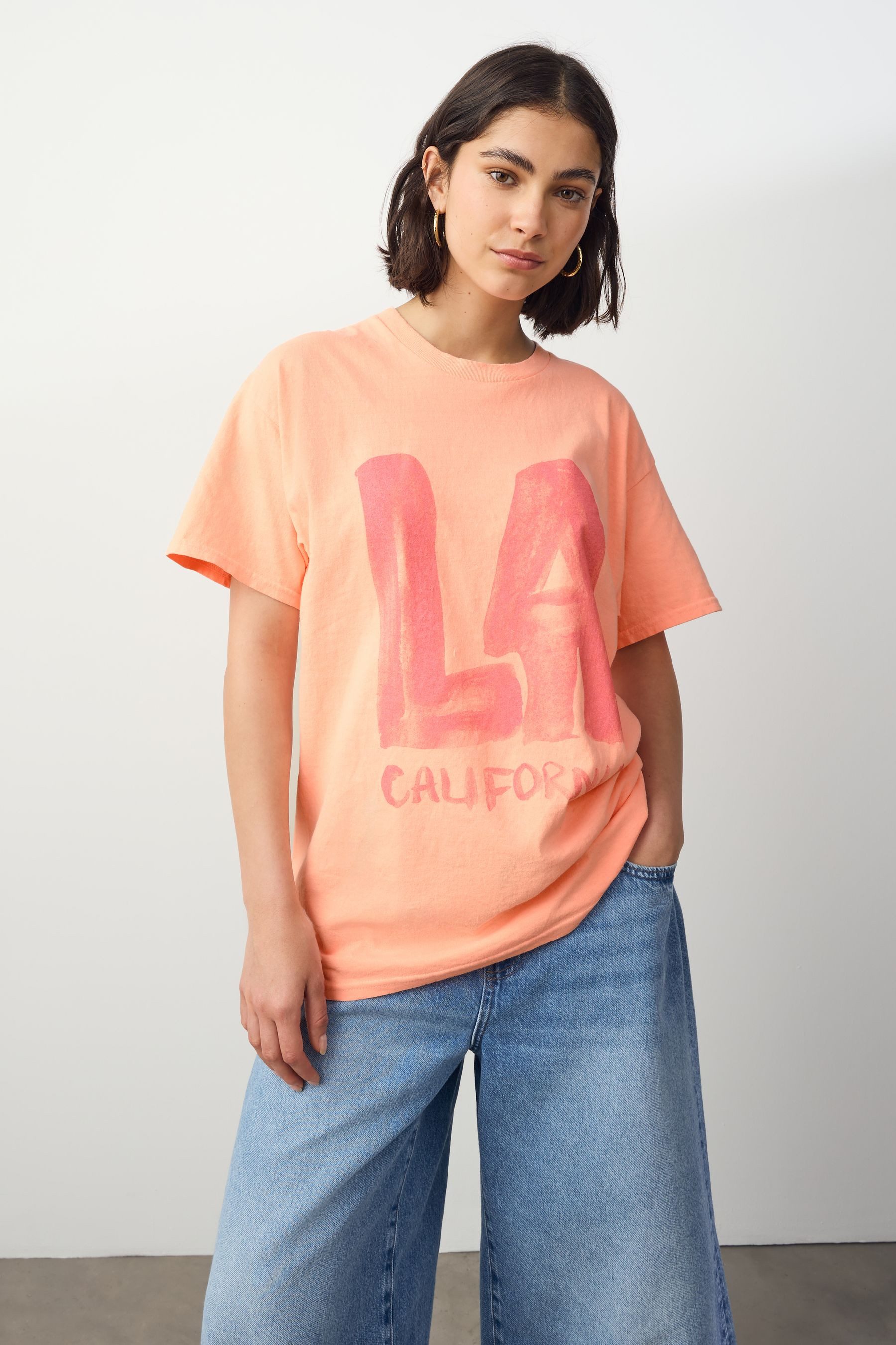 Next T-Shirt Oversized Fit T-Shirt mit Print, LA City Grafik (1-tlg)
