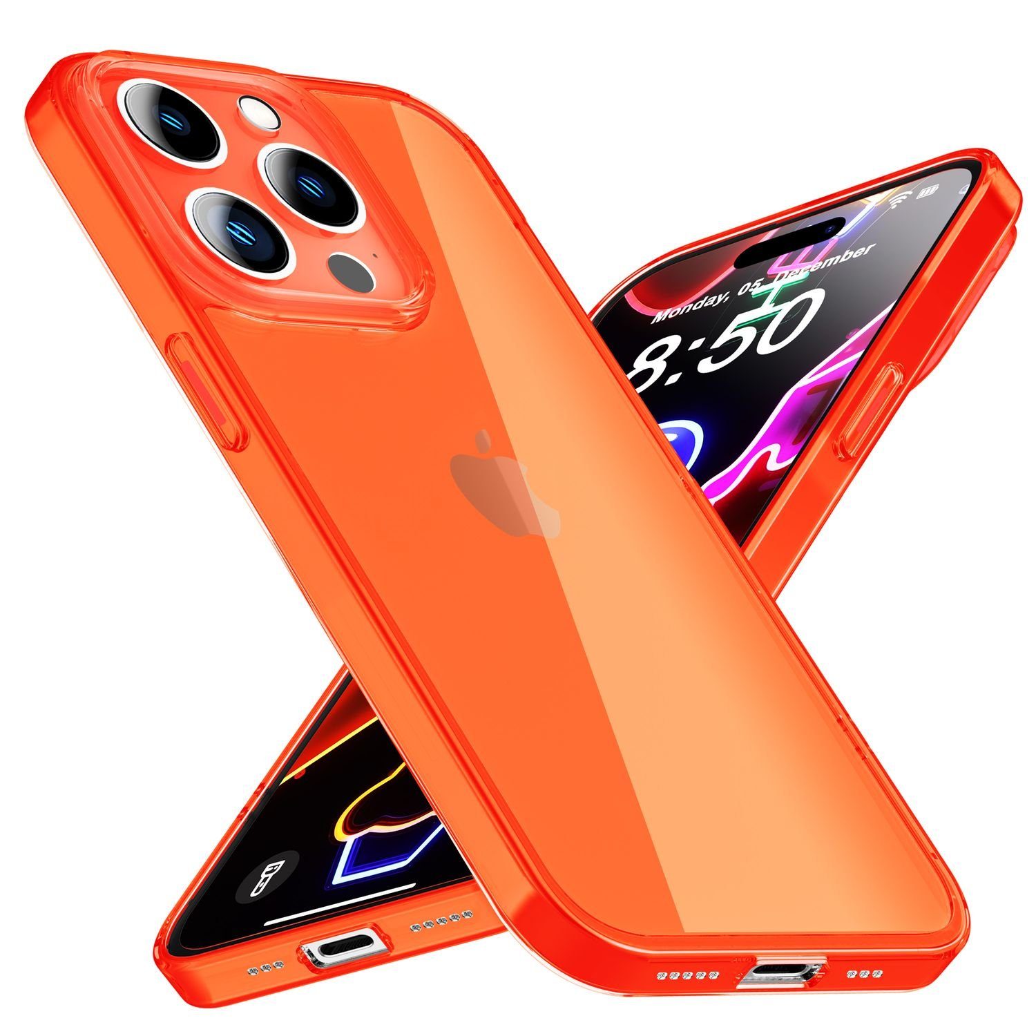 Nalia Smartphone-Hülle Apple iPhone 14 Pro, Klare Neon Silikon Hülle / Bunt Leuchtend / Durchsichtig / Flexibel