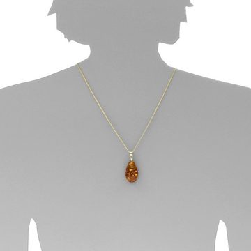 OSTSEE-SCHMUCK Kettenanhänger - Tropfen ca. 30 mm lang - Gold 585/000 - Bernstei (1-tlg)