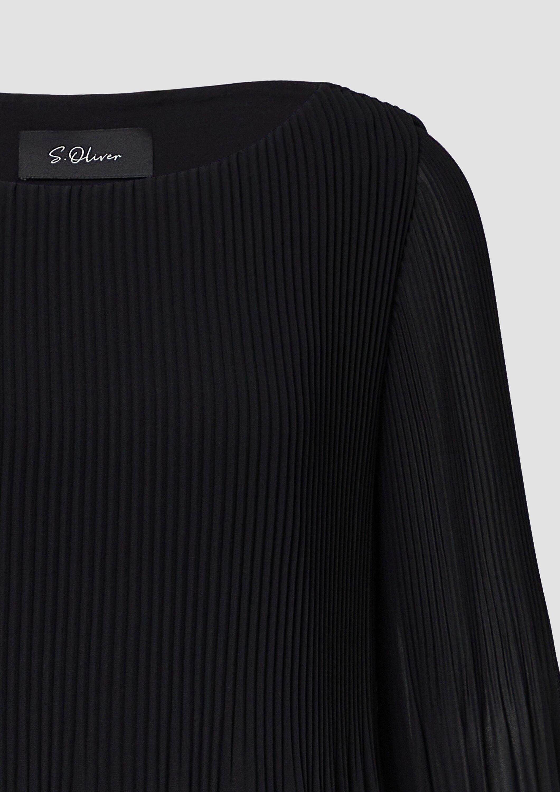 s.Oliver Kurzarmbluse Bluse Plisseebluse mit 3/4-Arm