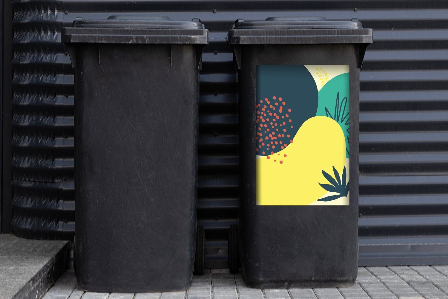 MuchoWow Wandsticker Sommer - Container, Abfalbehälter Tupfen (1 St), Blätter Mülleimer-aufkleber, - Sticker, Flecken - Mülltonne