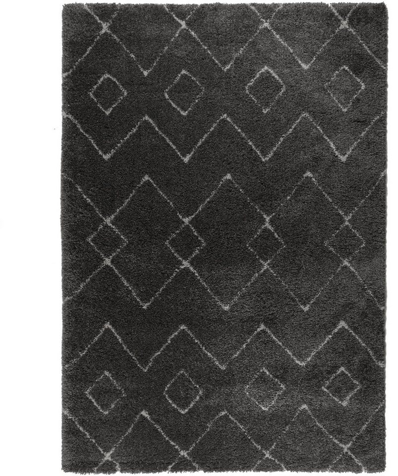 Hochflor-Teppich Imari, FLAIR RUGS, rechteckig, Höhe: 30 mm, Berber Optik,  Boho, Rauten Muster