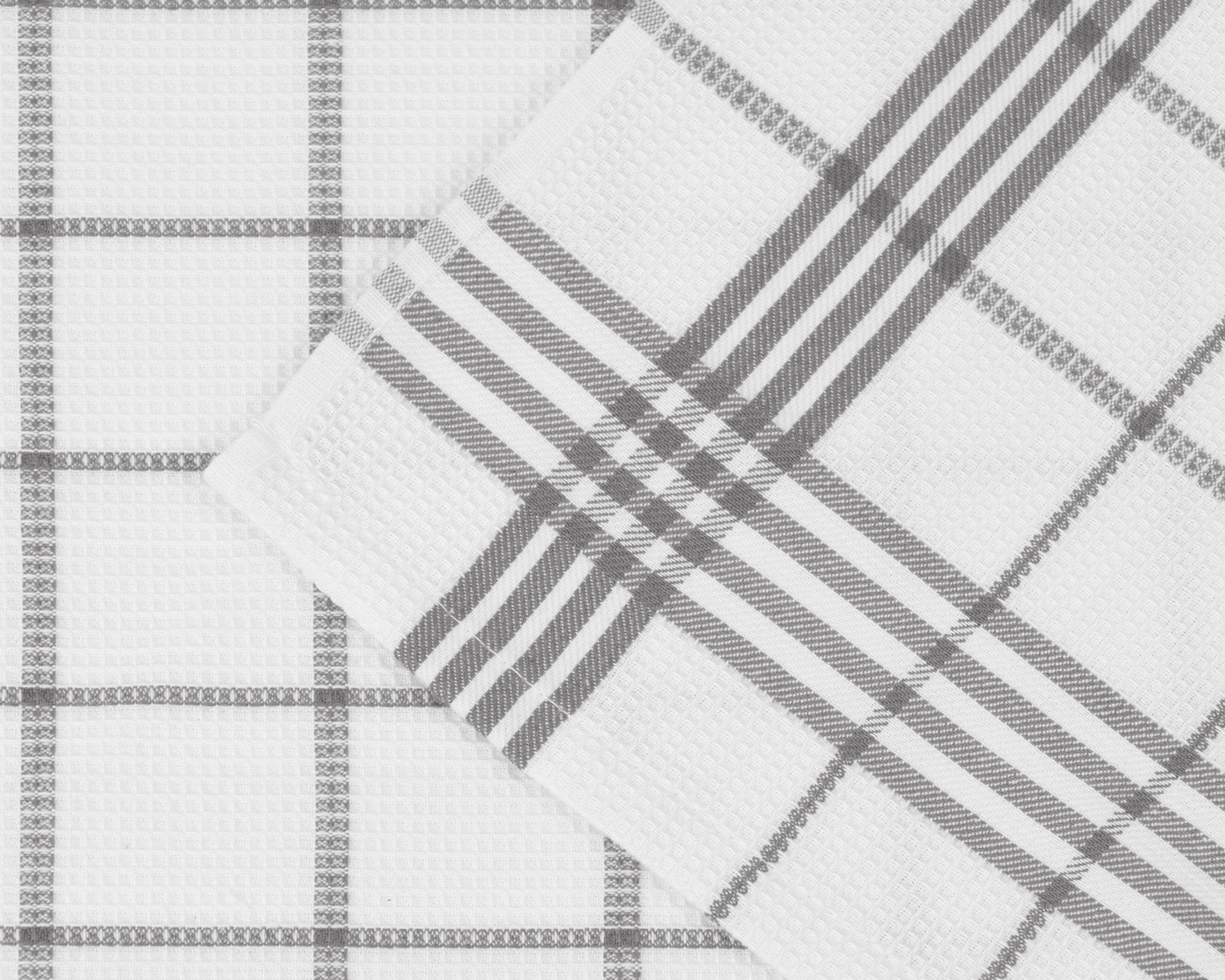 ZOLLNER Geschirrtuch, grau-weiß 5-tlg), von saugstark, Waffelpique, x 50 100% Baumwolle, Hotelwäschespezialisten cm, Waffelpique-Muster, (Spar-Set, 70 weich