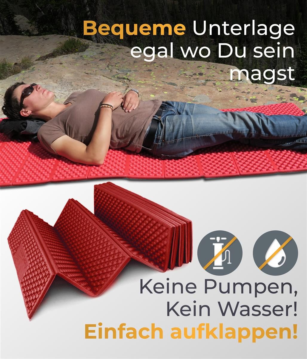 AceCamp Isomatte Chill Star Liegematte 186x56 cm – rot, (1-tlg), leichtgewichtig, platzsparend faltbar, robust & strapazierfähig
