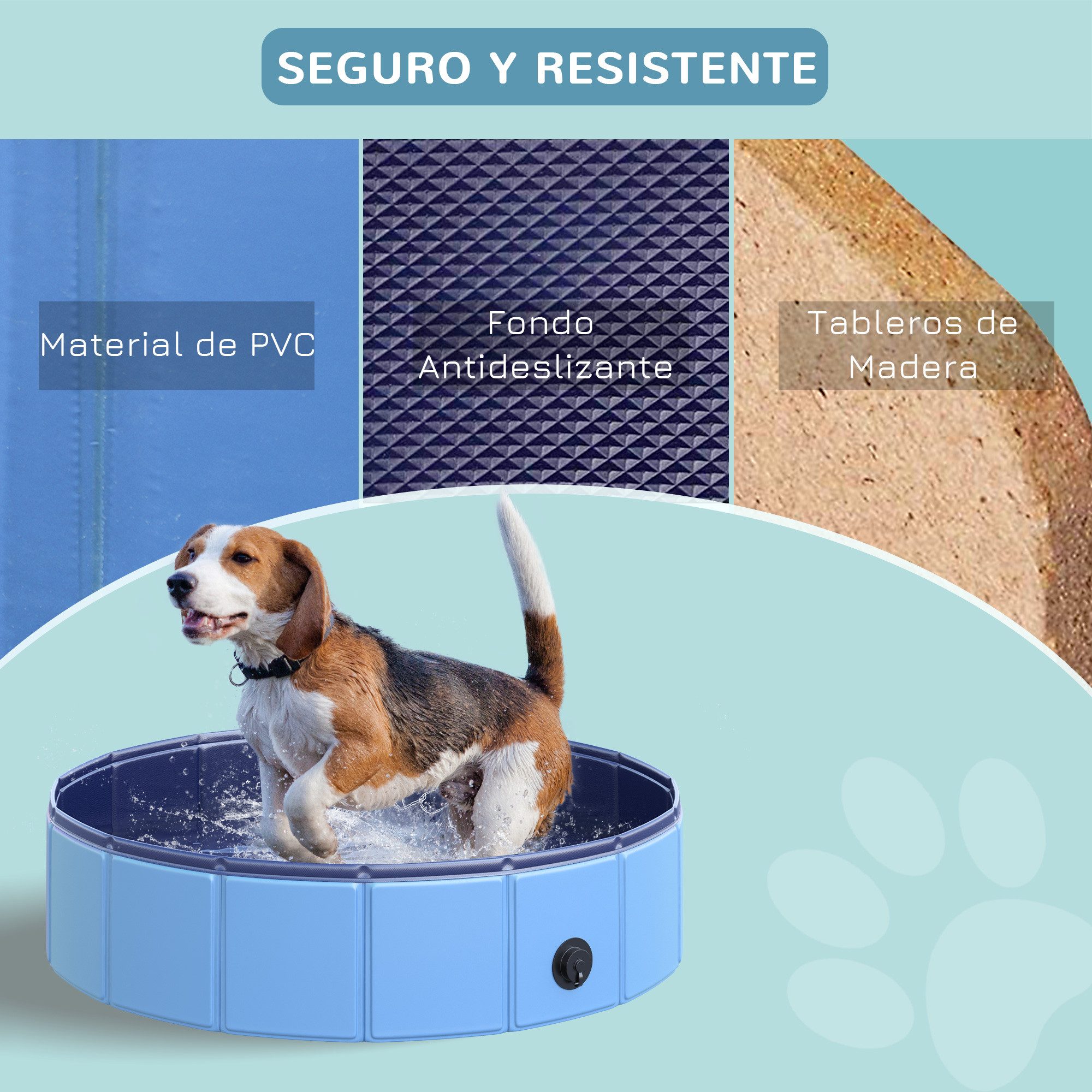 kowdom Hundepool Faltbare Tierbadewanne Ø80 cm, PVC, für Hunde & Katzen, (Tierbadewanne, Einzelwanne mit Ablassventil), Tierbadewanne, Ø80 cm, für Hunde & Katzen, 25 kg Belastbarkeit