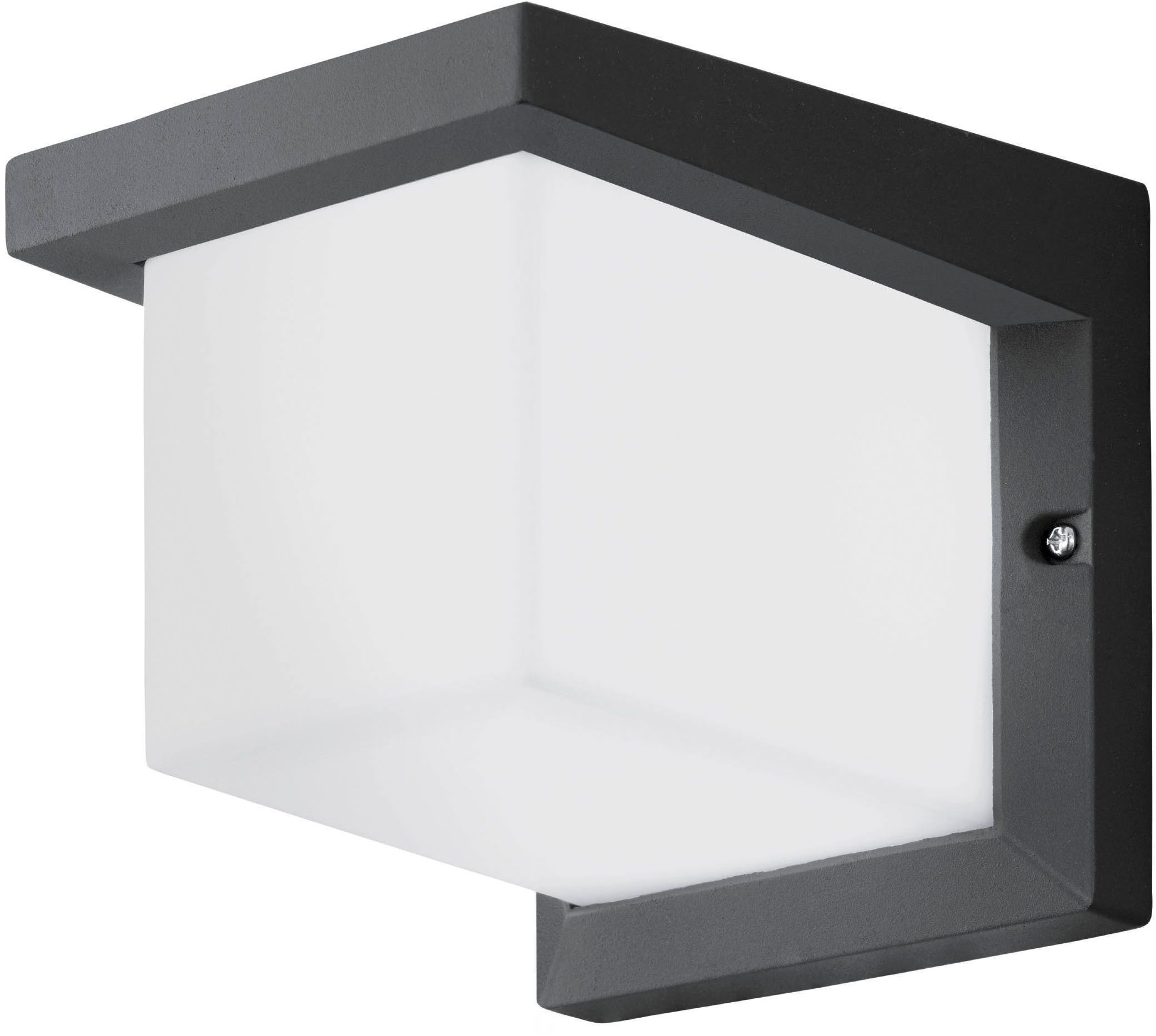 EGLO Wandleuchte Desella 1 Außen-Wandlampe, Wandleuchte, Aluguss und Kunststoff, IP54, LED fest integriert, Warmweiß, Wand-/Deckenleuchte - L16 x H16 x AL19 cm - anthrazit - 10W inkl.