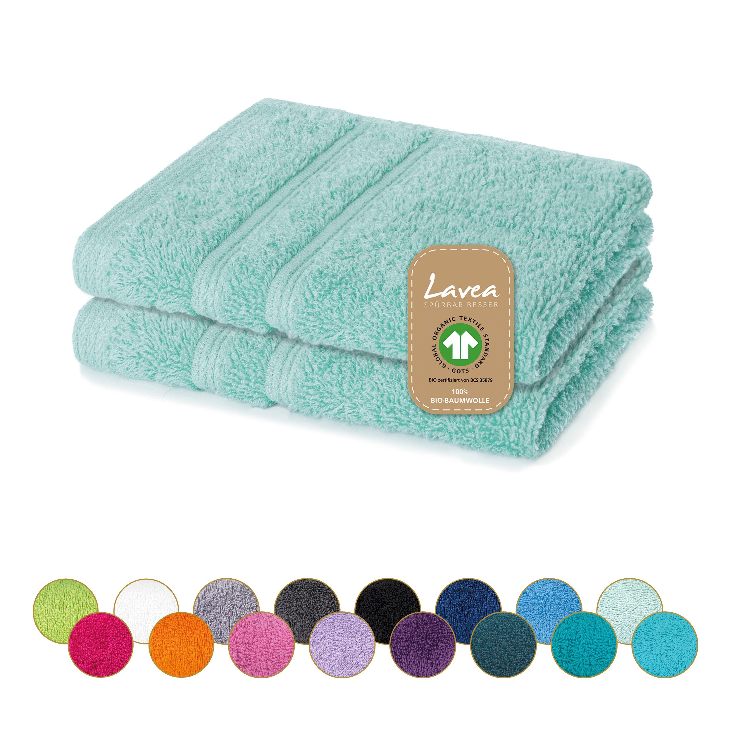 Lavea Seiftuch Bali Seiftücher, Waschlappen Frottee 30x30 cm, Weiches Bio-Baumwollfrottee (Set, 2-St), kleine Handtücher, Handtuch-Set, GOTS-zertifiziert, 500g/m²