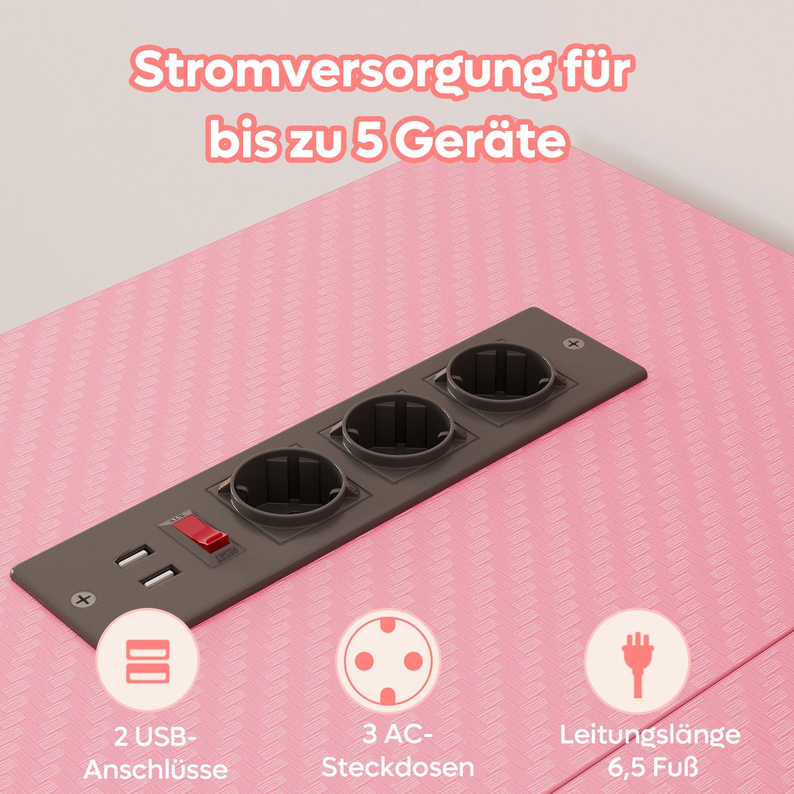 Bestier Gamingtisch Gaming-Schreibtisch L-Form mit LED, 106/133/147 × 50 cm Computertisch (1 Tisch) – Bild 3 von 5