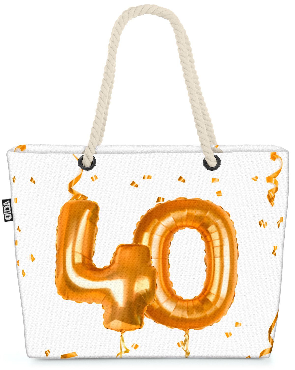 VOID Strandtasche (1-tlg), Party Ballons Feiern 40 Jubiläum Kranz Geburtstag Hochzeit Jahreszahl