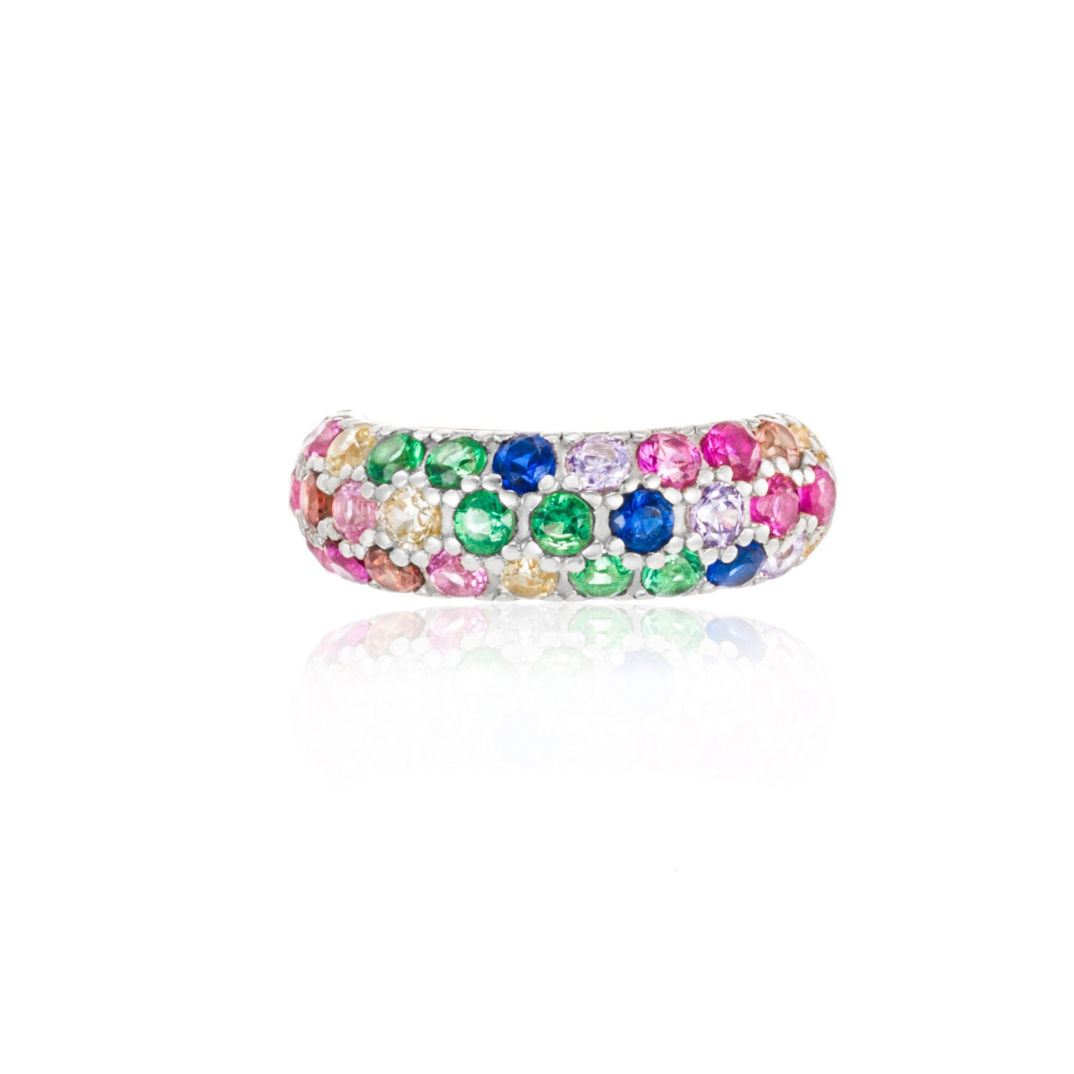 Brandlinger Ohrklemme Cuff Verona (Rainbow Stone), Silber 925 vergoldet, Bunte Zirkoniasteine