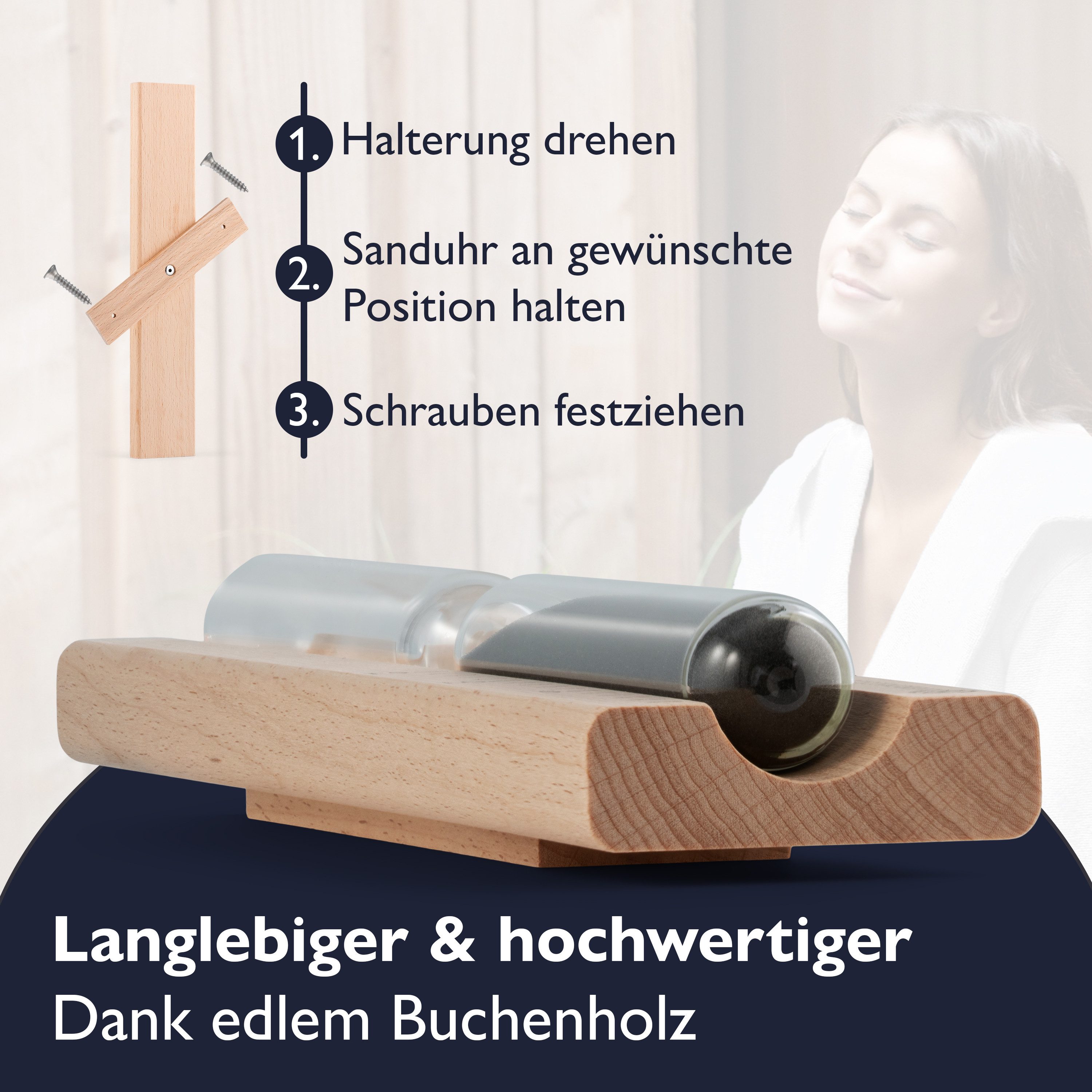 Liebenstein Sauna-Sanduhr Made in Germany - Sauna Zubehör aus Buchenholz - Made in Germany – Bild 5 von 5