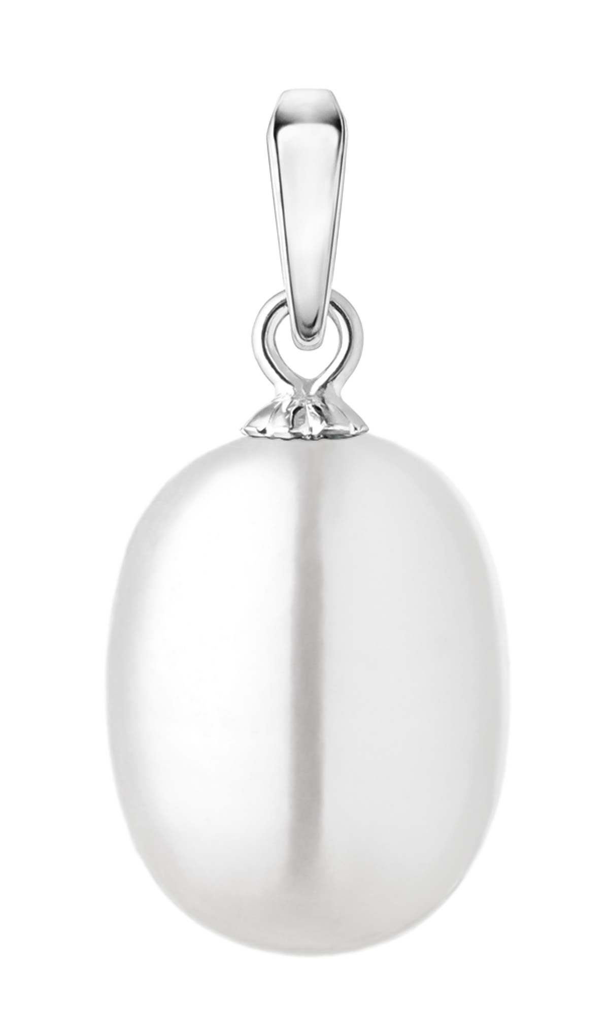 Gaura Pearls Perlenanhänger echte weiße Süßwasserzuchtperle, 925er Sterlingsilber, rhodiniert
