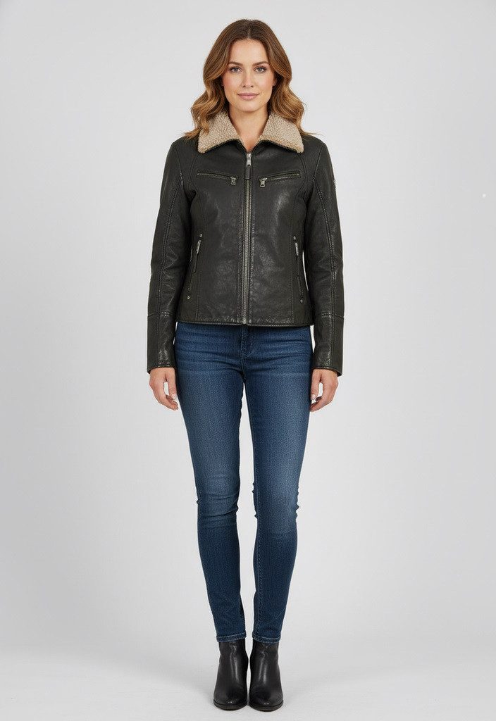 Mauritius Lederjacke MWNaedda mit hochschließendem Kragen günstig online kaufen