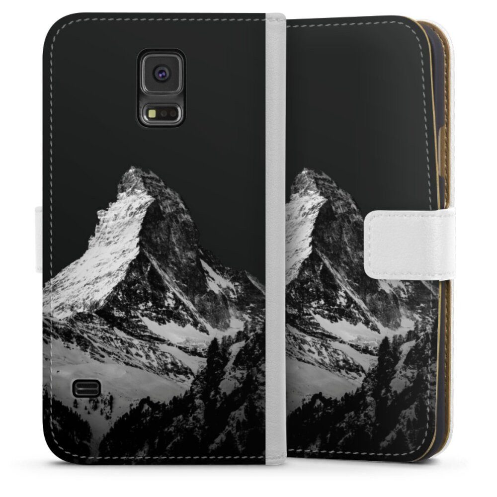 DeinDesign Handyhülle Berg Schnee Alpspitze Snow Capped Mountains Grayscale, Samsung Galaxy S5 Neo Hülle Handy Flip Case Wallet Cover