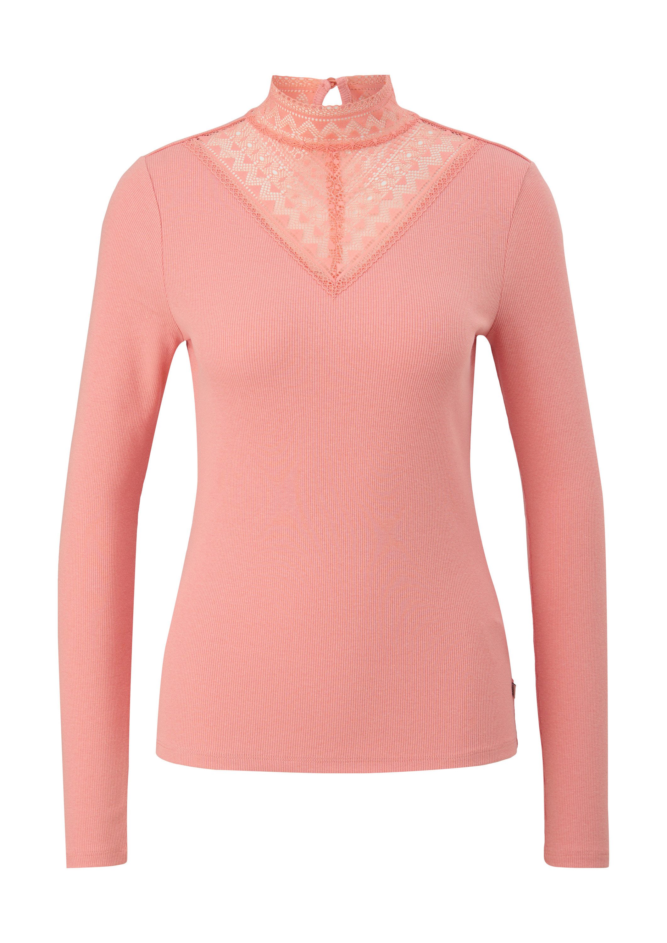 QS Langarmshirt T-Shirt Langarmshirt mit Spitzen-Detail günstig online kaufen