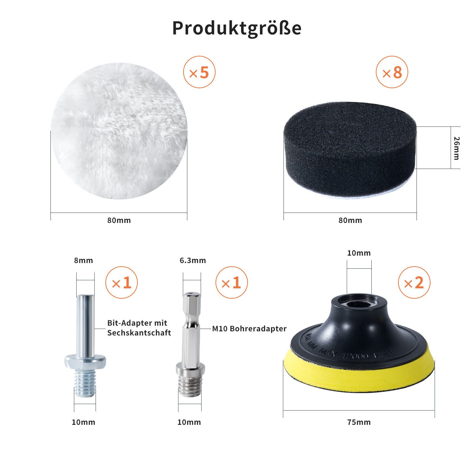 Youyijia Polierschwamm 80mm Polierschwämme Pads, 17 STK Polierschwamm Auto Set, (17 St)