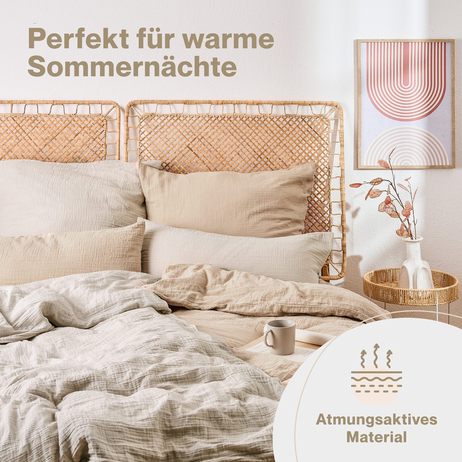 Blumtal Bettwäsche Musselin 100% Baumwolle im Set, Kopfkissenbezug & Deckenbezug, 2 teilig – Bild 3 von 5