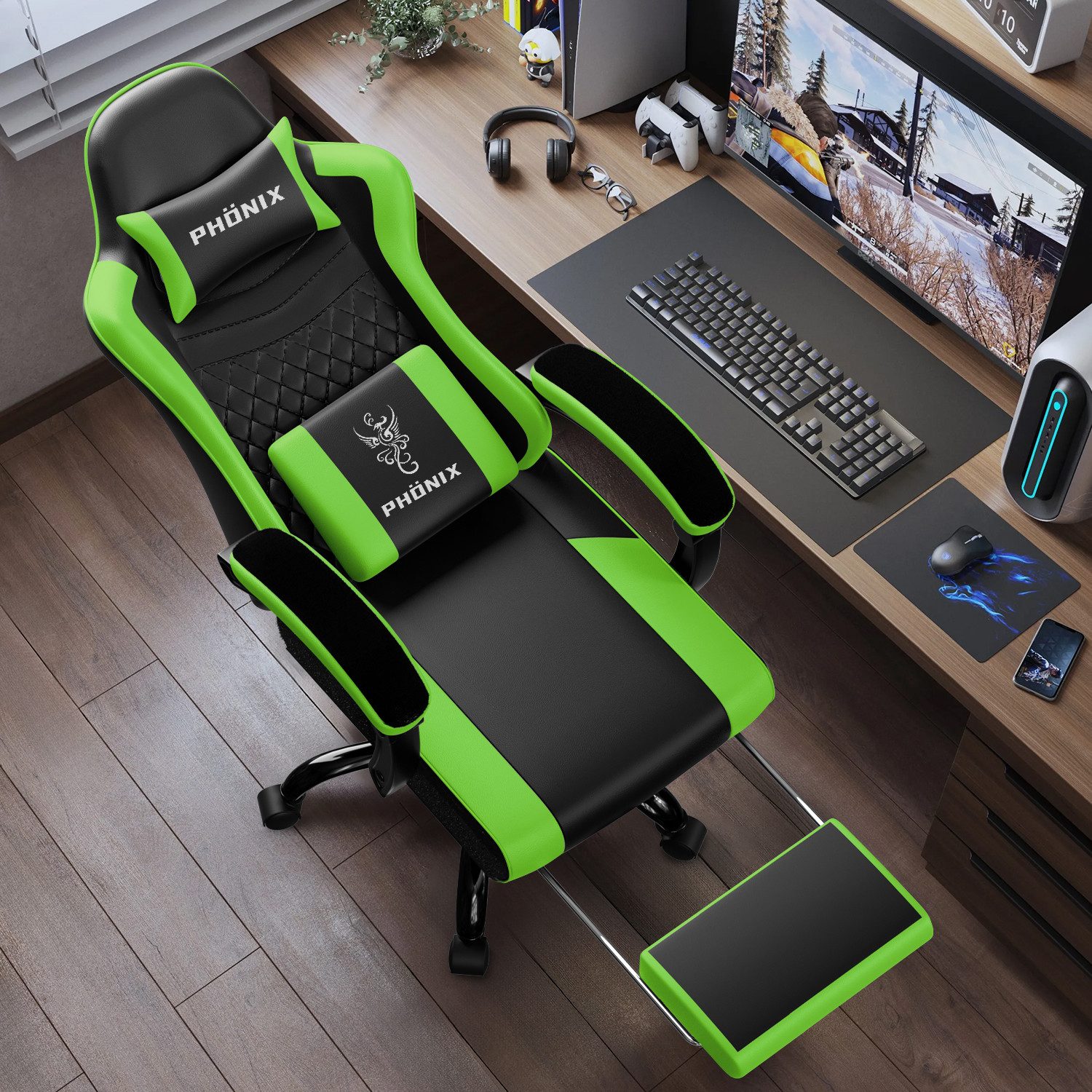 Adormii Gaming-Stuhl Gaming Stuhl ergonomisch Gaming Chair Bürostuhl verstellbare (Gaming Stuhl mit verstellbaren Lendenkissen, Armlehne und Kopfstütze, Gamer Stuhl Bequeme Sitzkissen), gepolsterter Gaming-Stuhl, bis 150 kg Belastbarkeit
