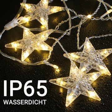 Elegear LED-Lichterkette 1.2m LED Lichtervorhang mit haken, Timer und Speicher, IP65, 52-flammig, für fenster Weihnachtsbaum deko Innen/Außen mit 8 Modi