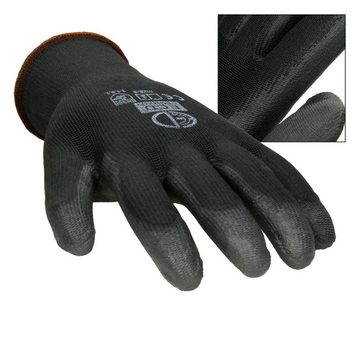 ECD Germany Arbeitshandschuh-Set Arbeitshandschuhe Mechanikerhandschuhe Montagehandschuhe 4 Paar PU-Beschichtung Größe 9-L Schwarz atmungsaktiv rutschfest