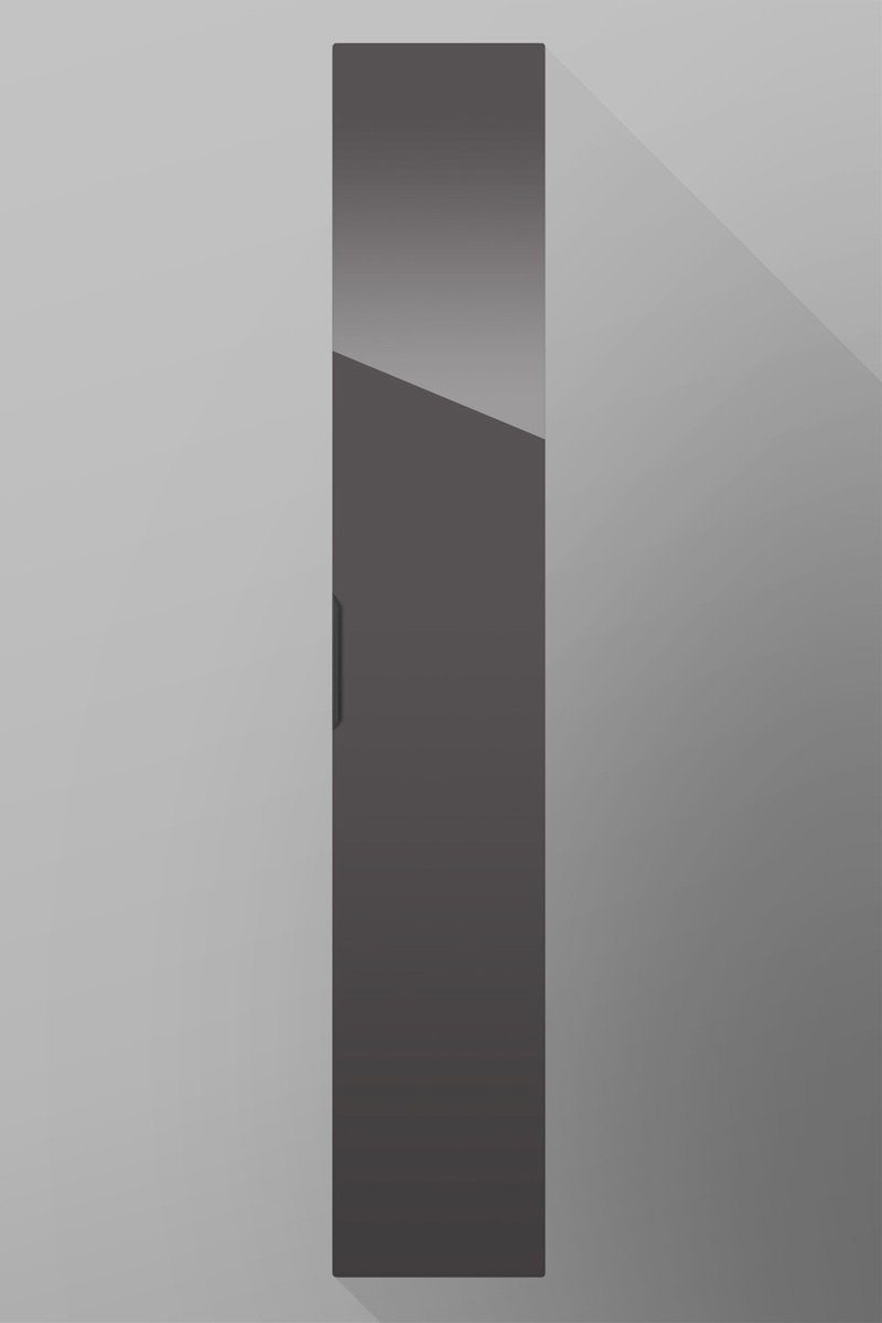 badselekt Hochschrank Badezimmerschrank mit Winkelgriff Graphitgrau hoch 1 cm und 180 cm breit (Hochglanz) wandhängend Einlegeböden 5 mit Tür 30