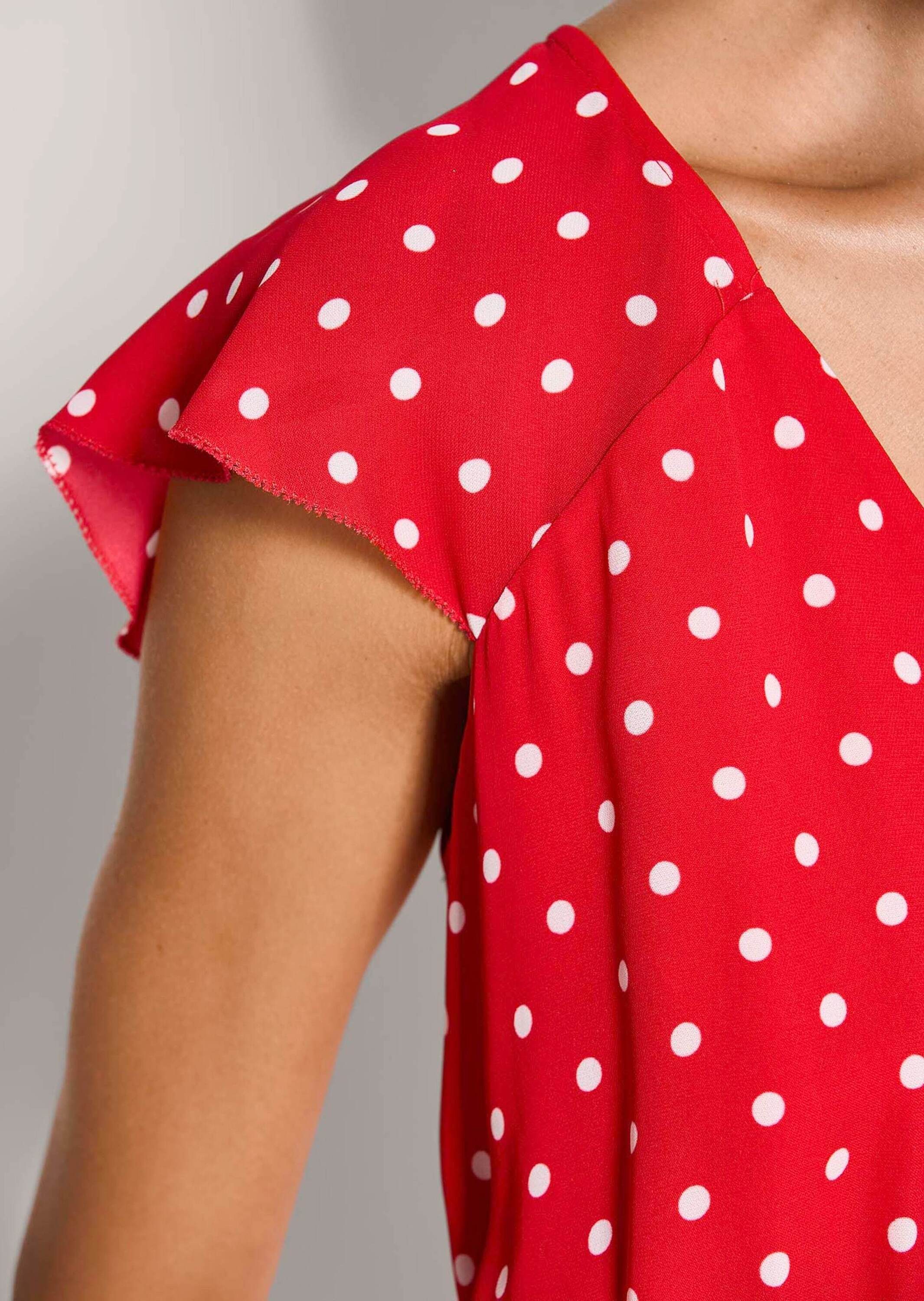 MADELEINE Maxikleid Midikleid mit Tupfenmuster Sommerkleid mit V-Ausschnitt, Reißverschluss, Wadenlänge und ohne Arm – Bild 4 von 5