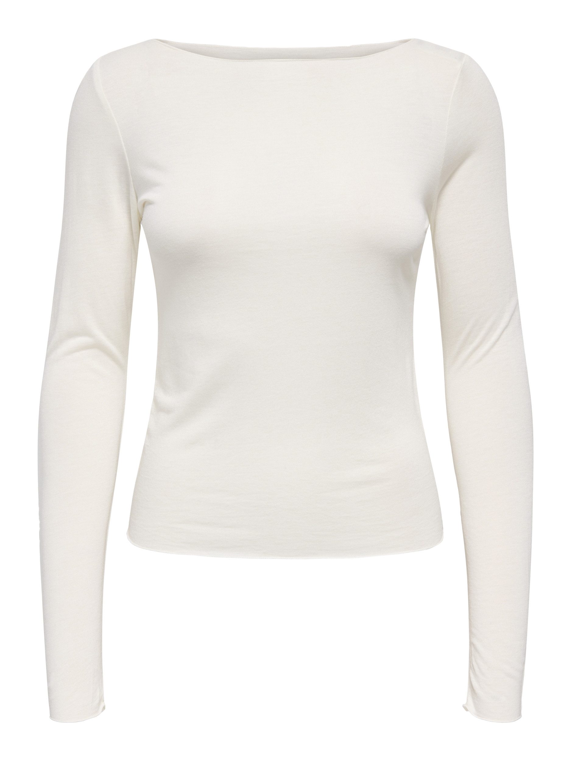 JDY T-Shirt JDYSUMA WOOLBLEND L/S BOATNECK TOP, Cloud Dancer
