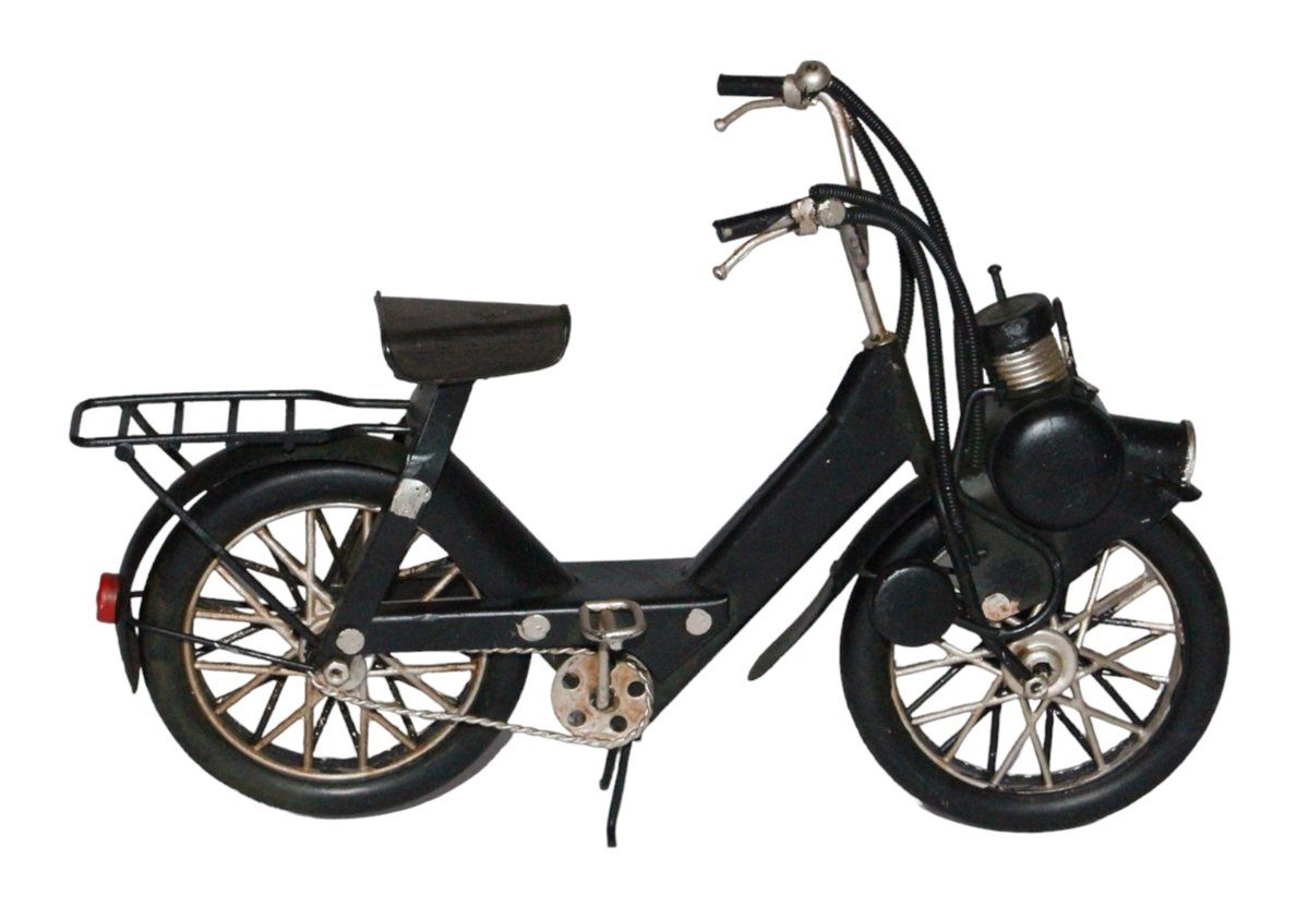 JS GartenDeko Modellmotorrad Blechmodell Mofa Oldtimer Solex Mofa-Fahrrad in schwarz L 25 cm